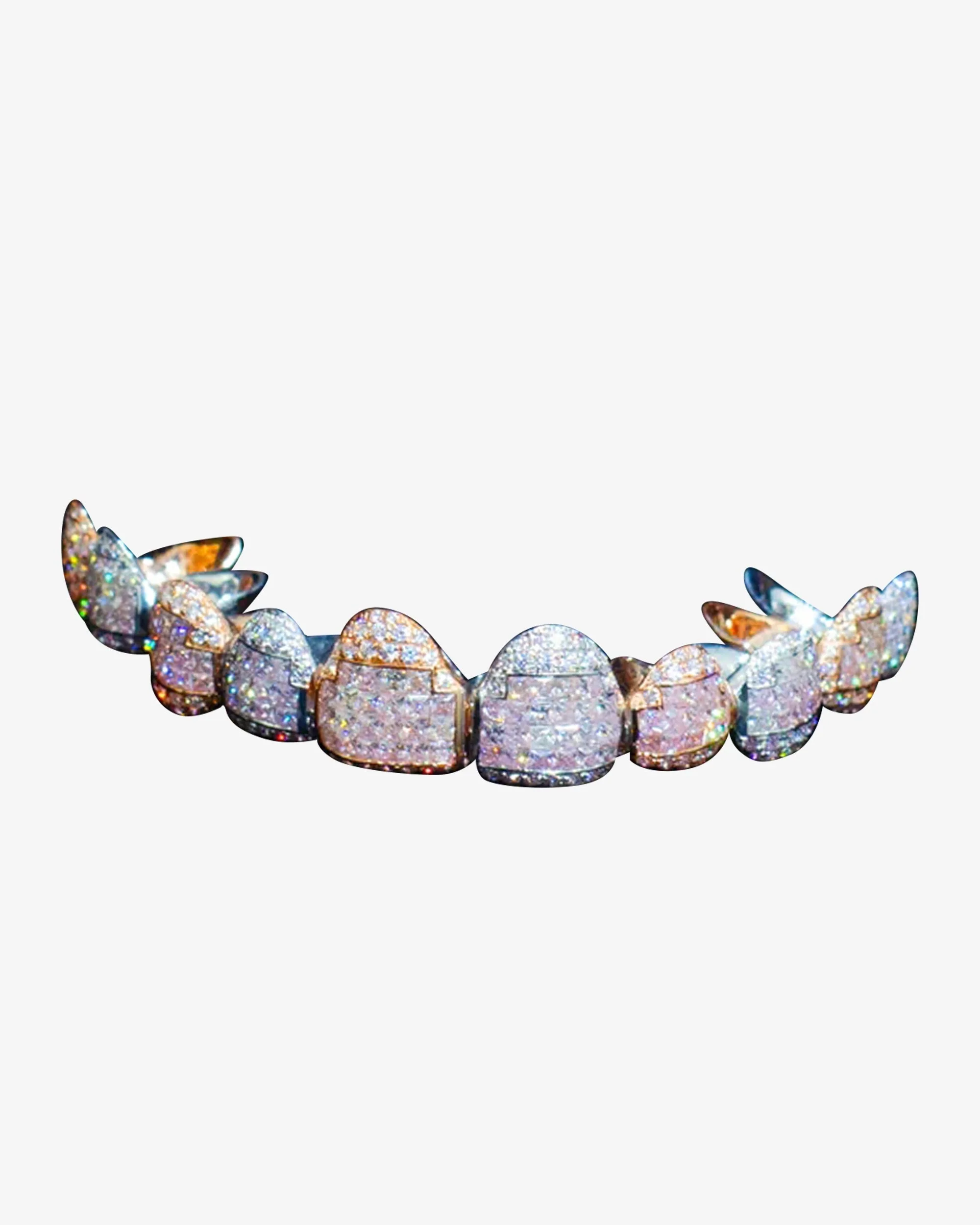 10 on 10 VVS Moissanite Diamond Grillz - in white gold (view 2 of 5)