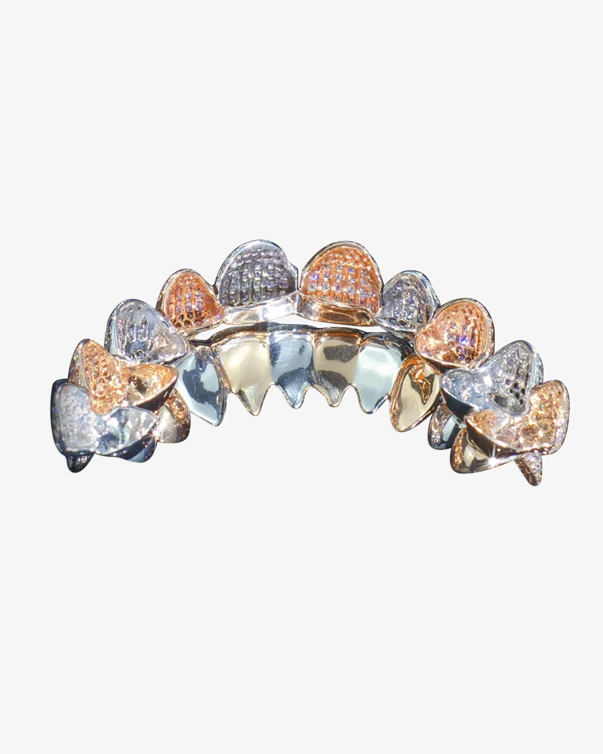 10 on 10 VVS Moissanite Diamond Grillz - in white gold (view 4 of 5)