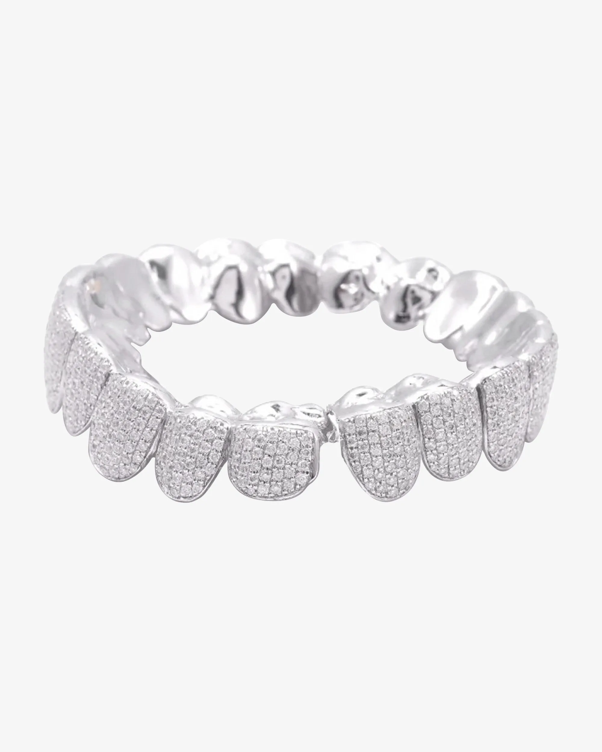 10 on 10 VVS Moissanite Prong Diamond Grillz - in white gold (view 3 of 24)