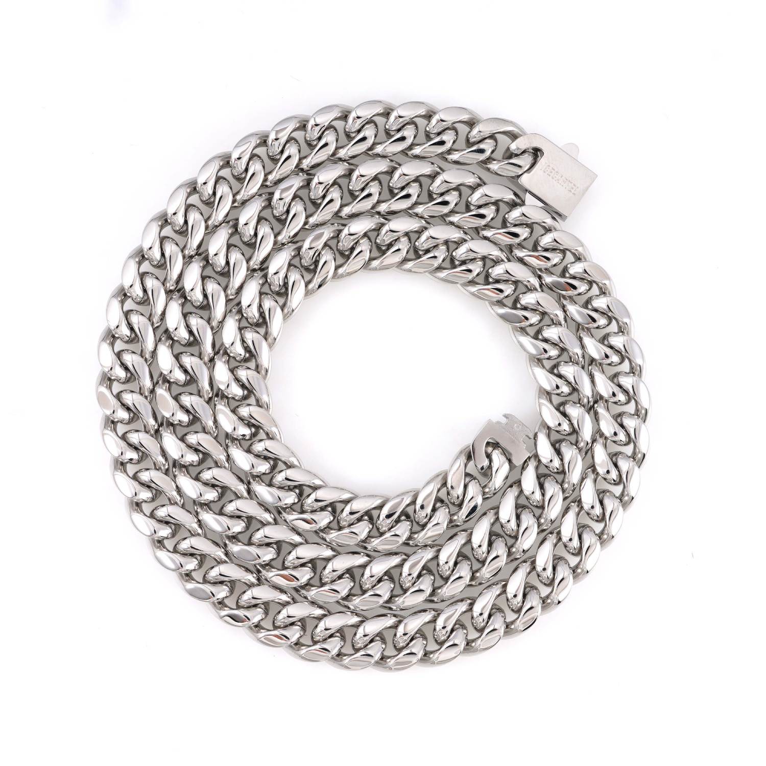 10MM Cuban Link Chain and Bracelet Bundle Silver (view 4 of 5)