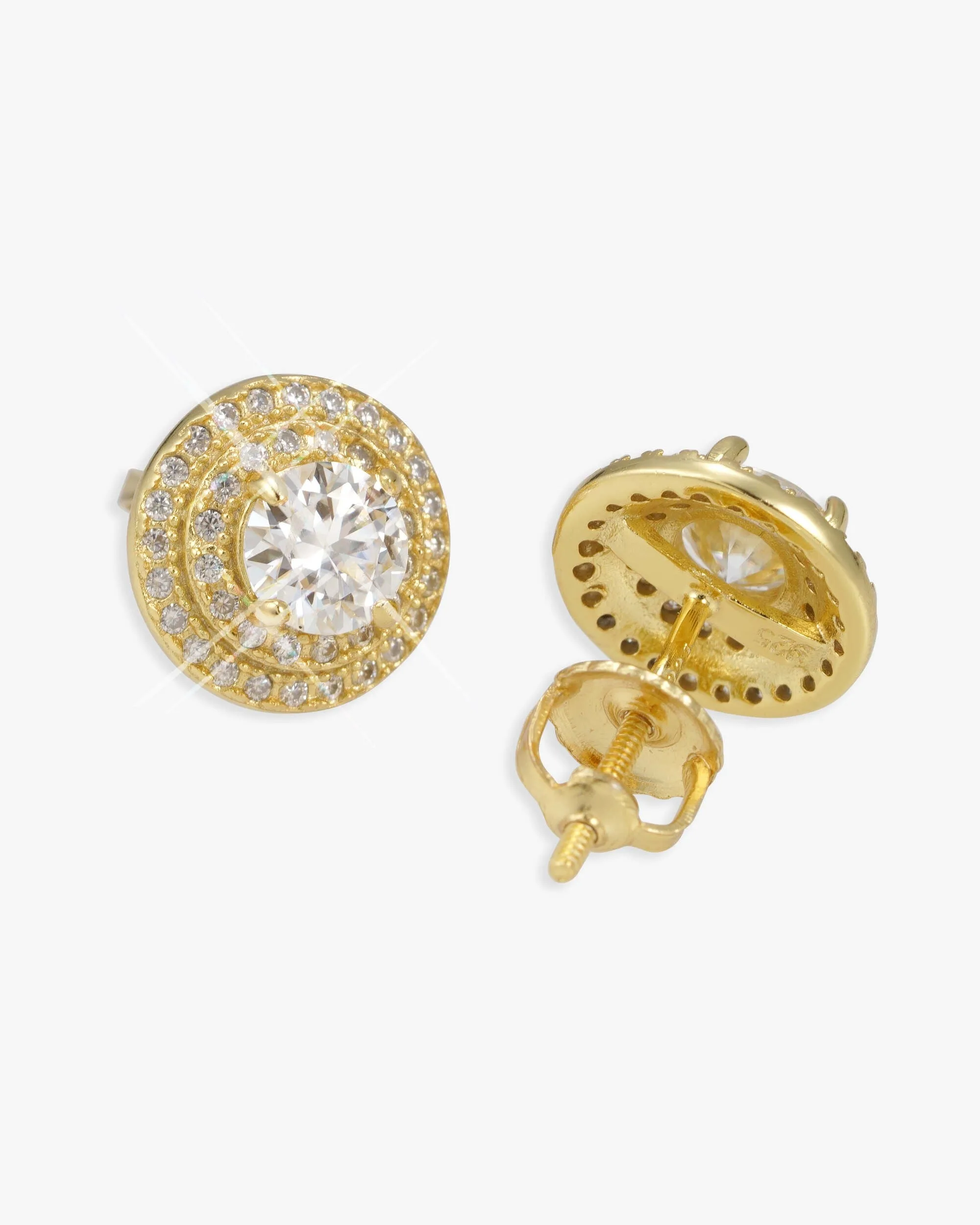 10MM Double Halo Moissanite Stud Earrings 14K Gold (view 2 of 9)