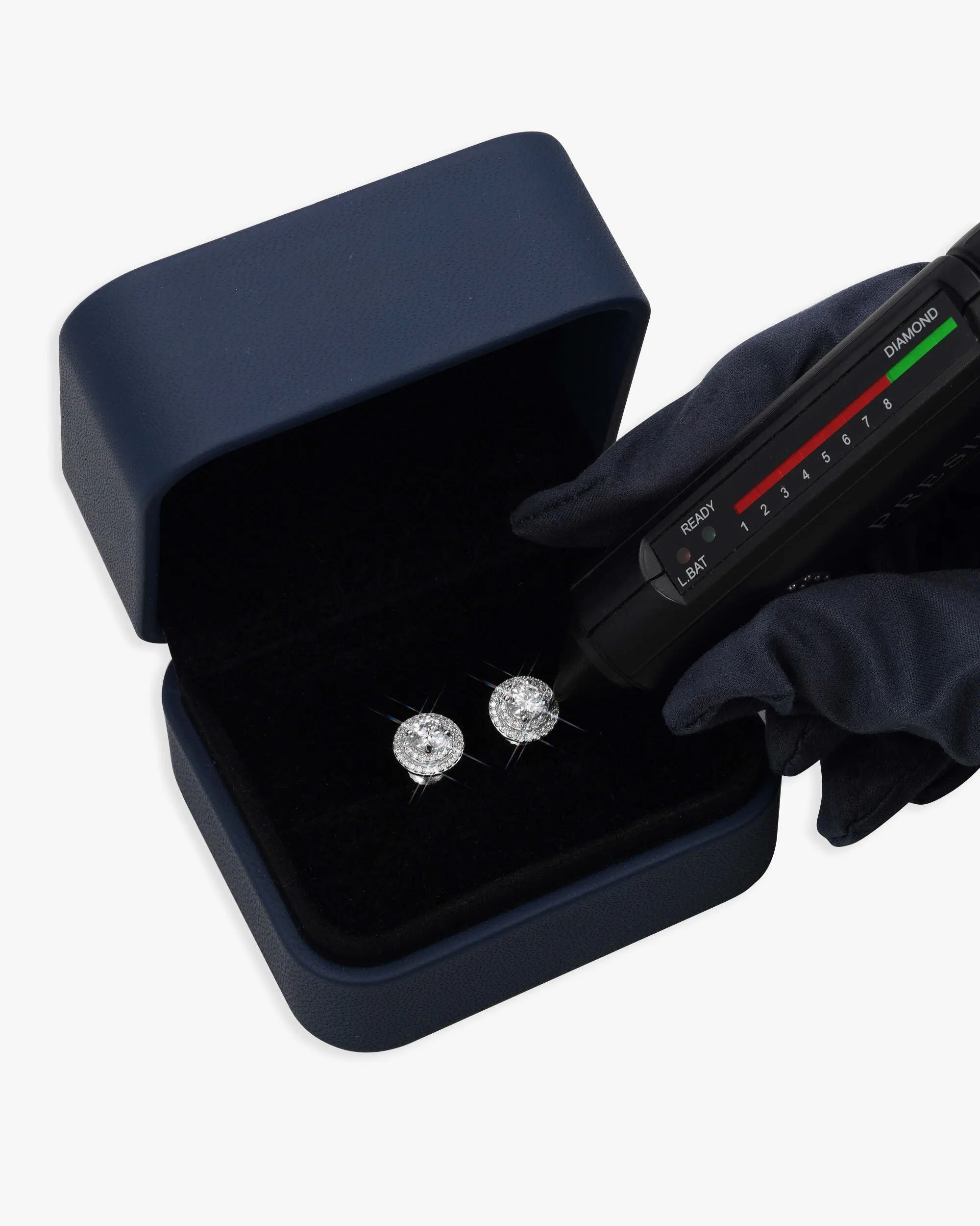 10MM Double Halo Moissanite Stud Earrings 14K Gold (view 5 of 9)