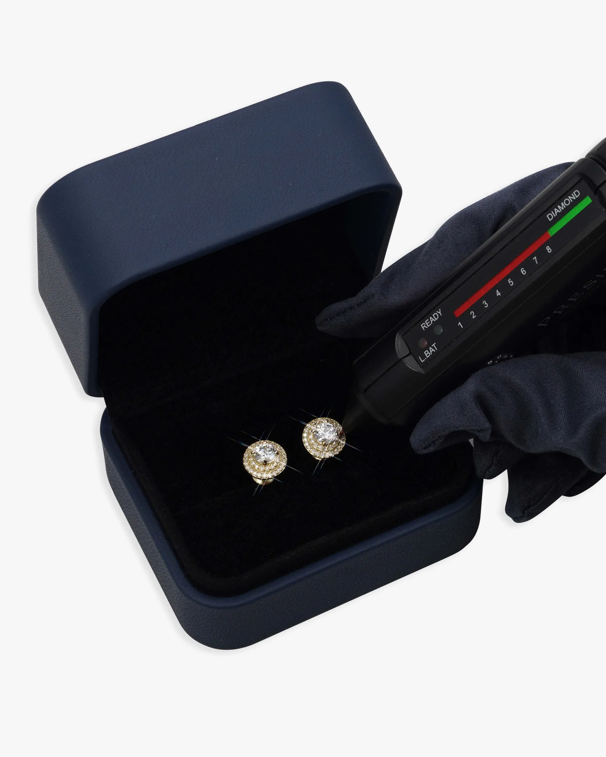 10MM Double Halo Moissanite Stud Earrings 14K Gold (view 6 of 9)