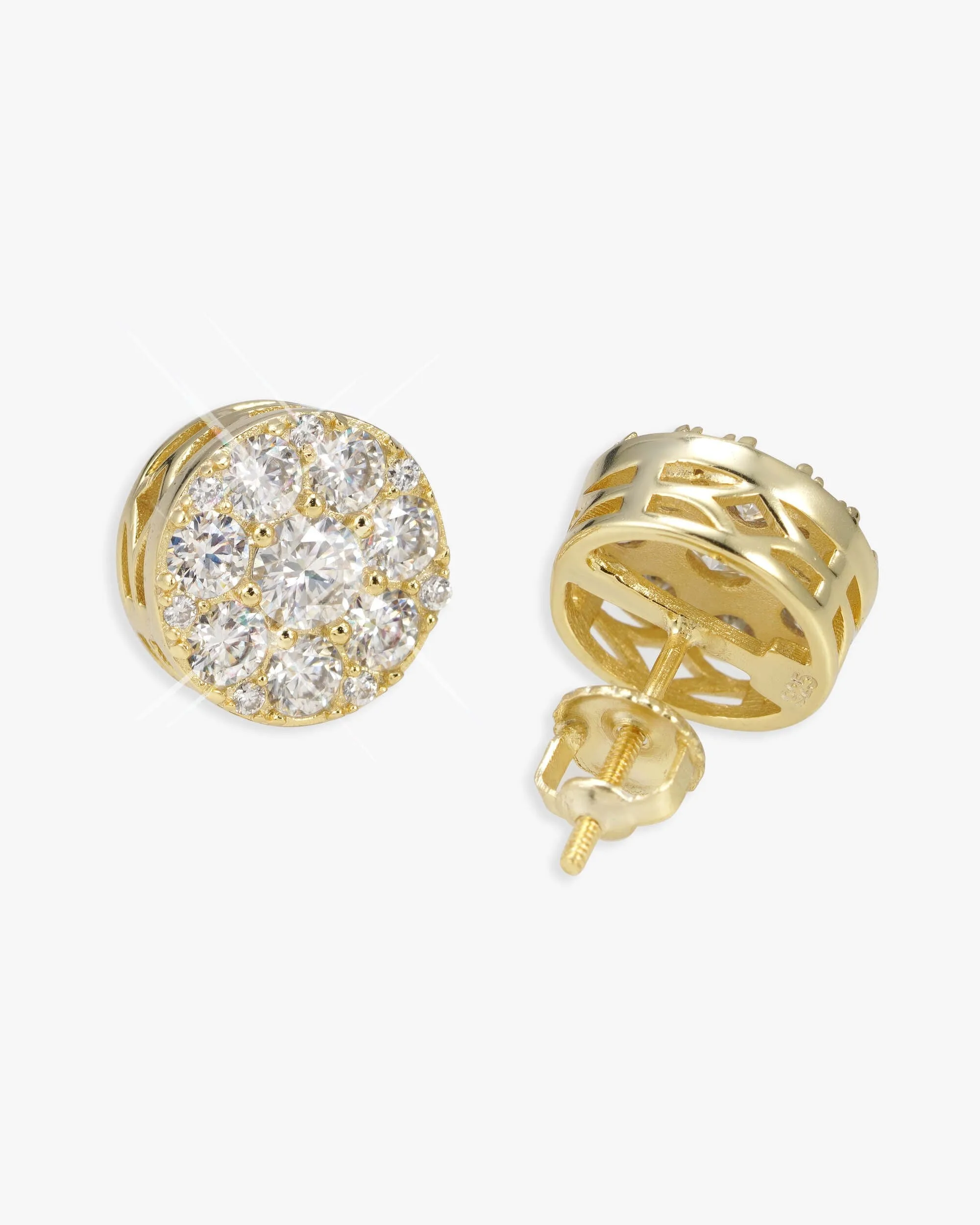 10MM Moissanite Cluster Halo Stud Earrings 14K Gold (view 2 of 8)