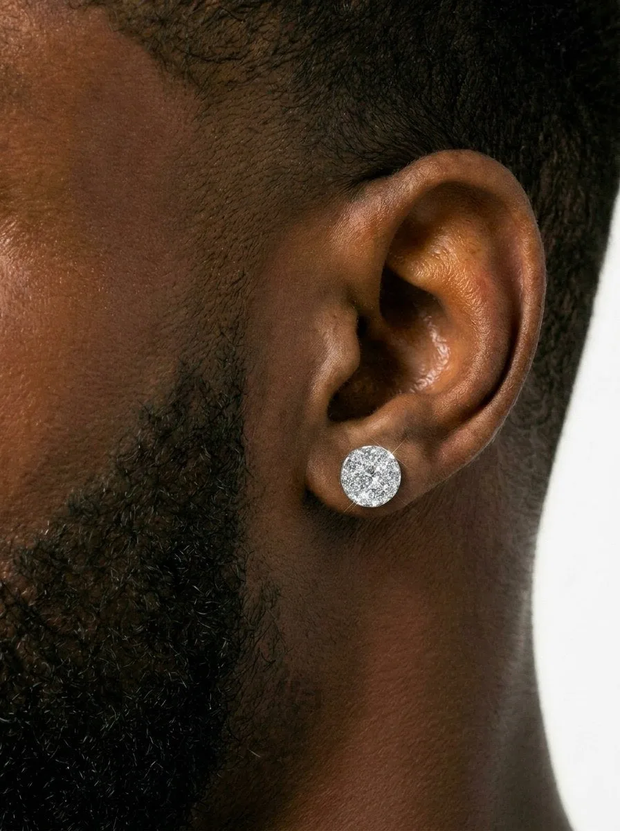 10MM Moissanite Cluster Halo Stud Earrings 14K Gold (view 3 of 8)