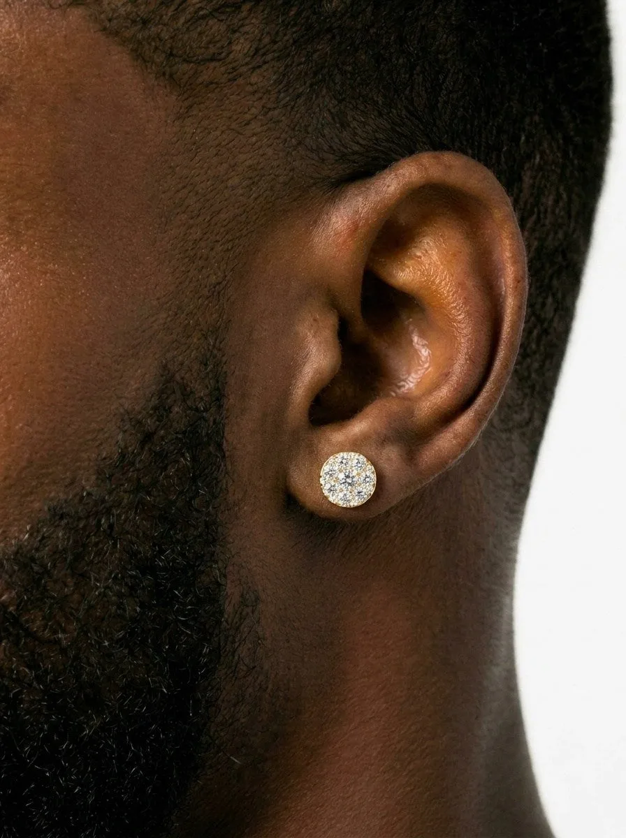 10MM Moissanite Cluster Halo Stud Earrings 14K Gold (view 4 of 8)