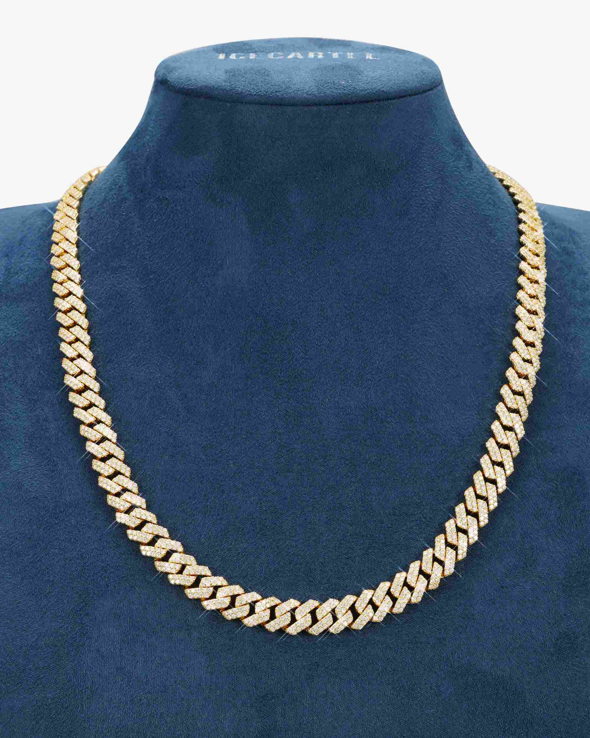 10MM Moissanite Prong Cuban Link Chain 14K Gold (view 10 of 20)