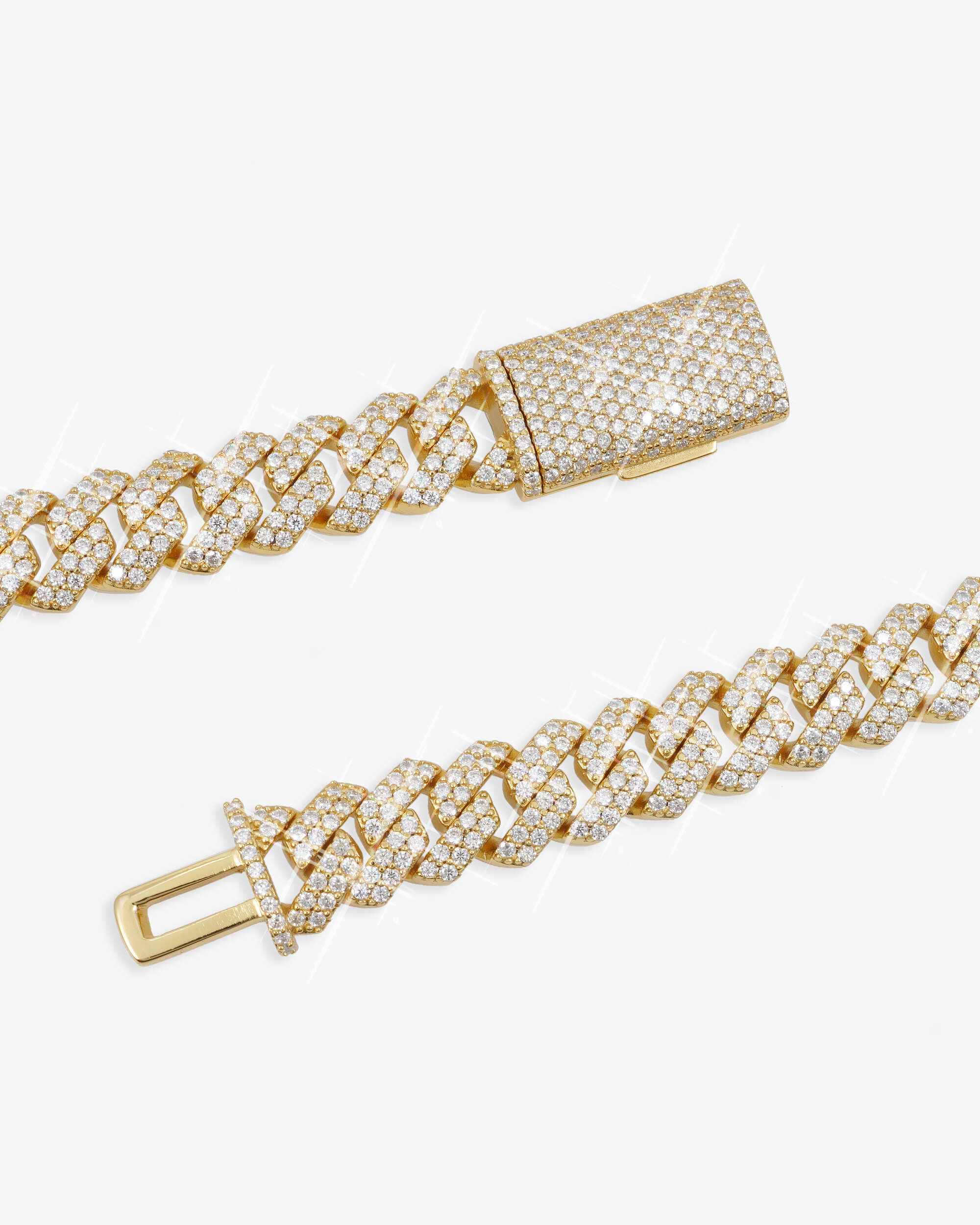 10MM Moissanite Prong Cuban Link Chain 14K Gold (view 11 of 20)