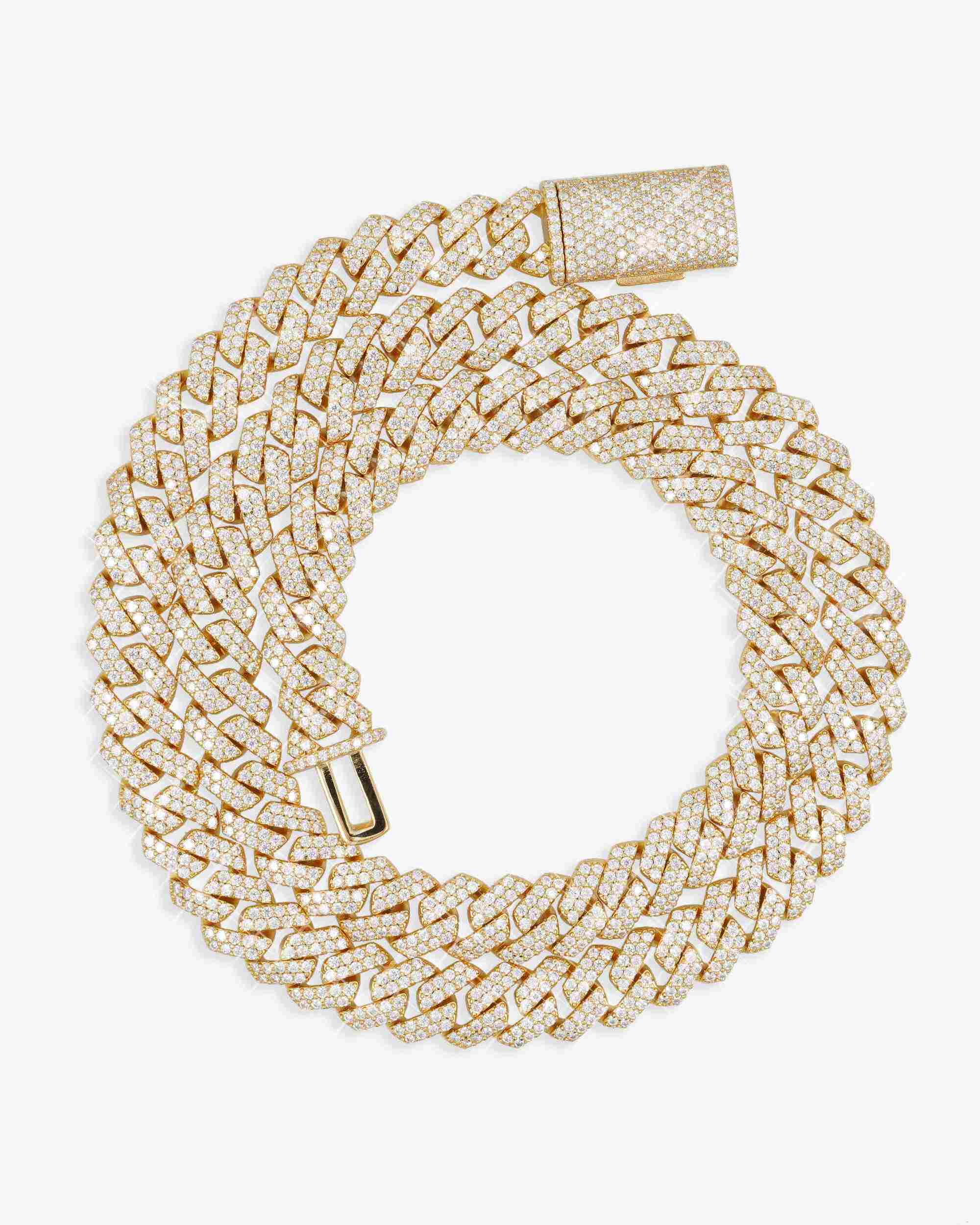 10MM Moissanite Prong Cuban Link Chain 14K Gold (view 12 of 20)