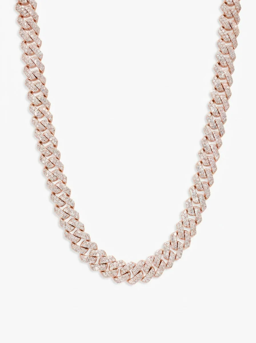 10MM Moissanite Prong Cuban Link Chain 14K Gold (view 14 of 20)