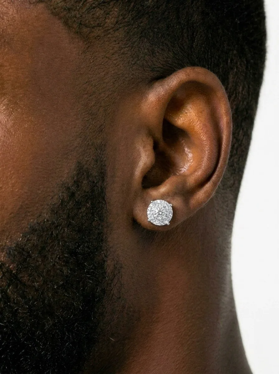 10MM Moissanite Cluster Stud Earrings 14K Gold (view 2 of 6)
