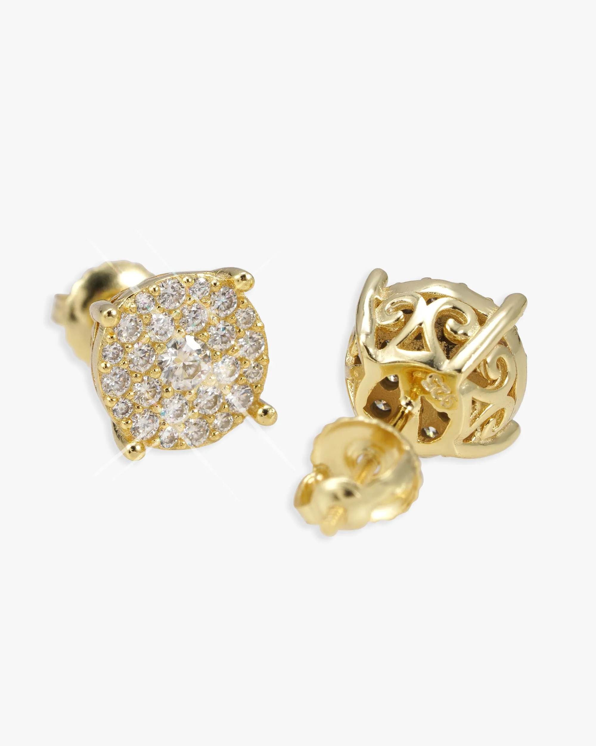 10MM Moissanite Cluster Stud Earrings 14K Gold (view 3 of 6)