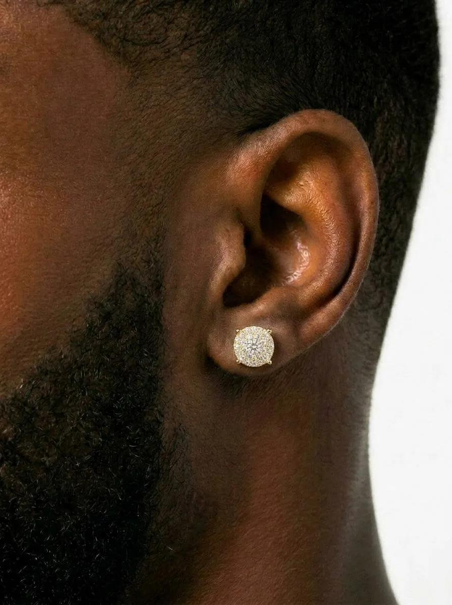 10MM Moissanite Cluster Stud Earrings 14K Gold (view 6 of 6)