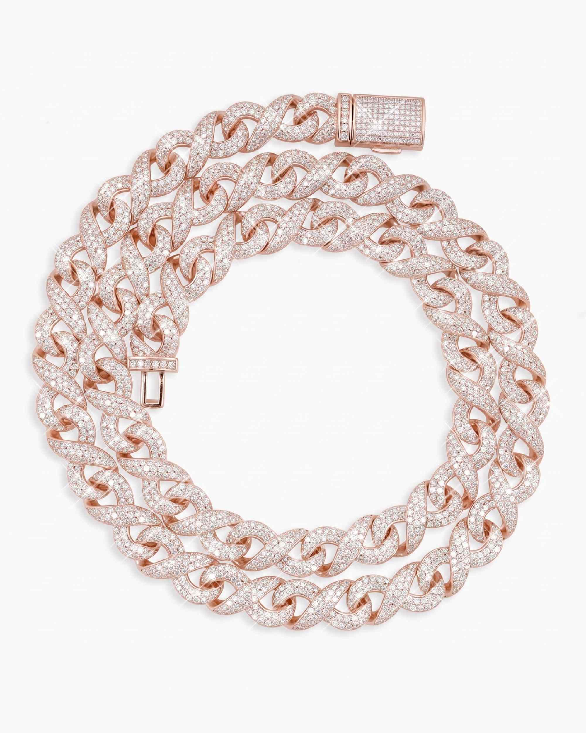 10MM Moissanite Infinity Link Chain 14K Gold (view 15 of 24)
