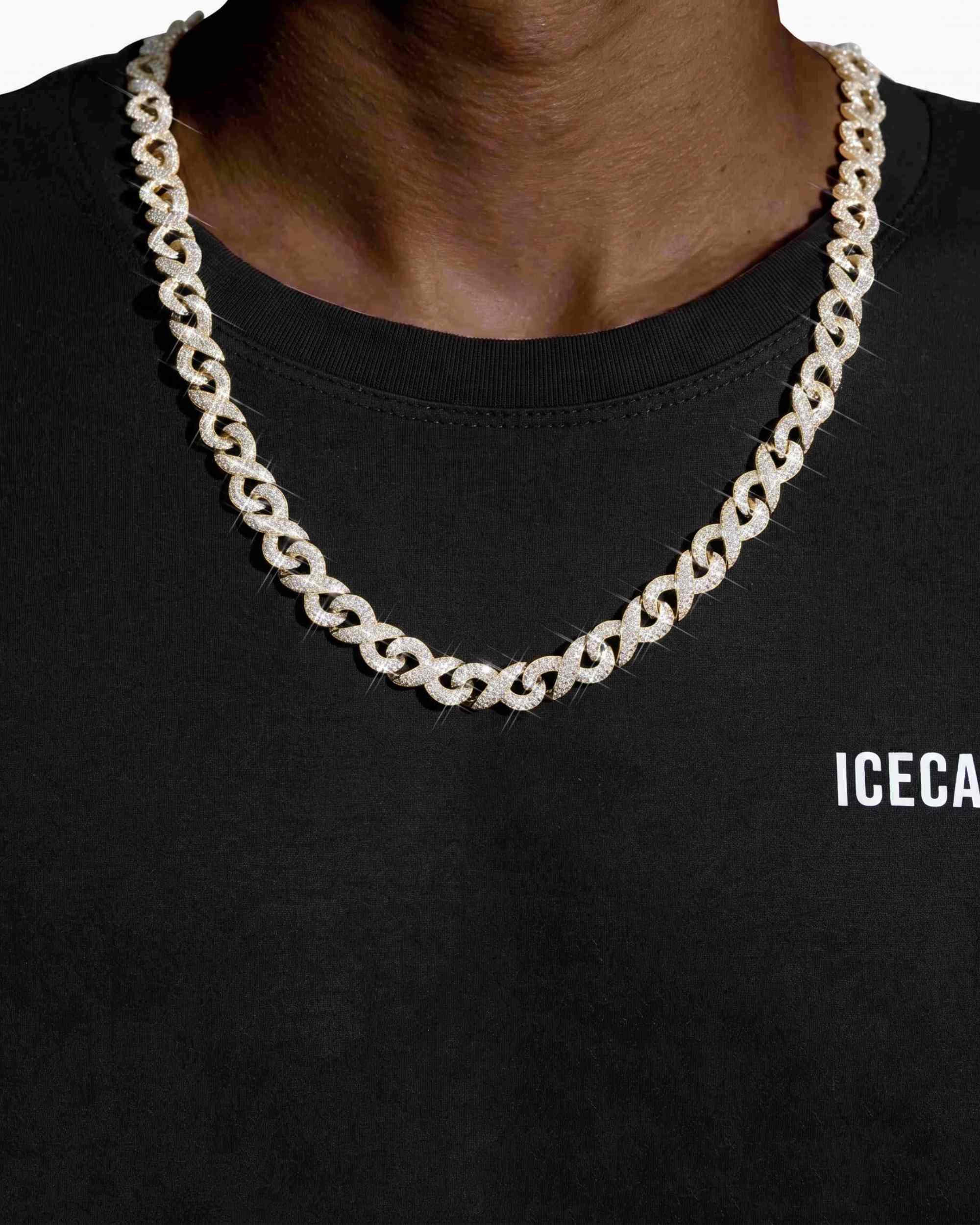 10MM Moissanite Infinity Link Chain 14K Gold (view 18 of 24)