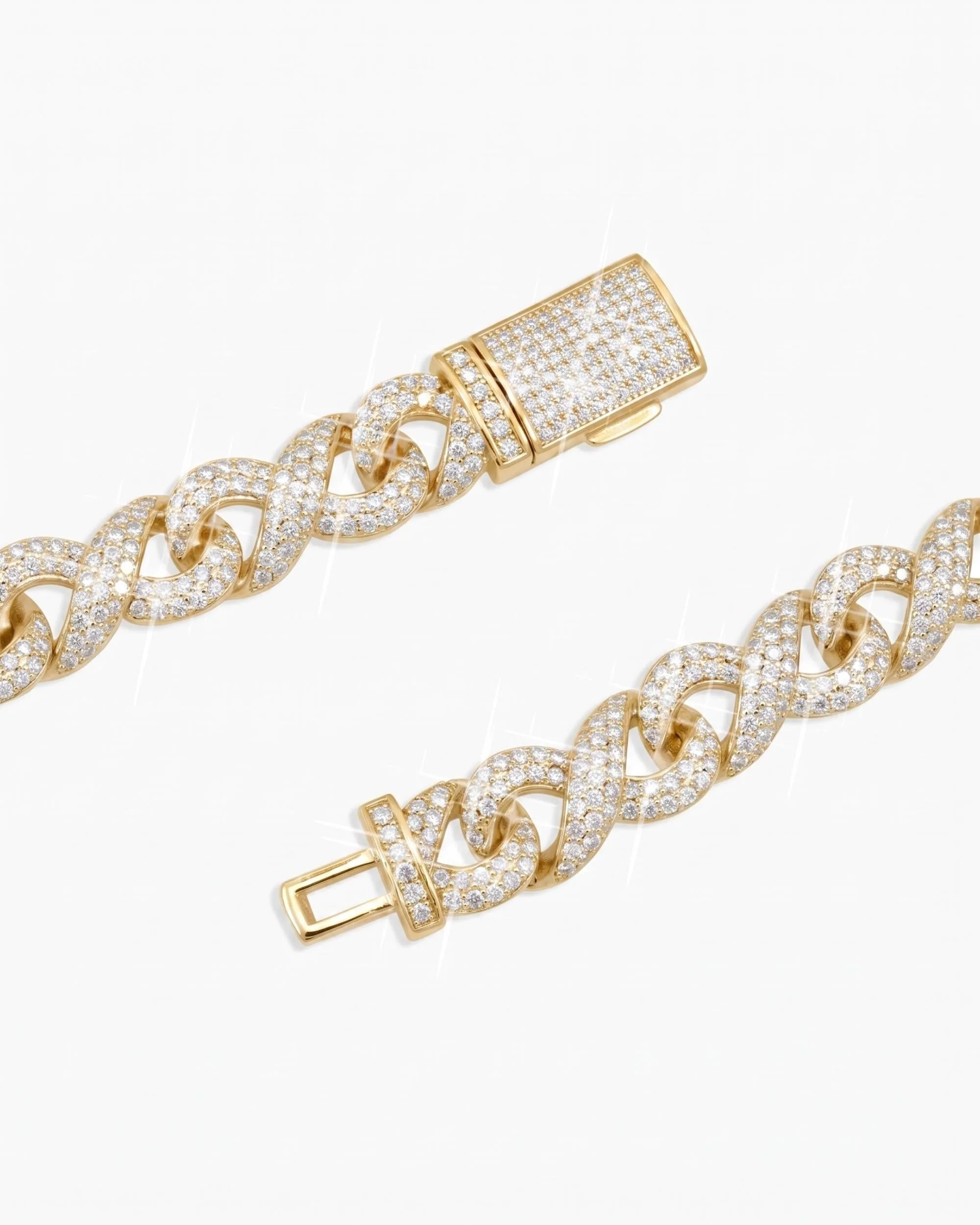10MM Moissanite Infinity Link Chain 14K Gold (view 22 of 24)