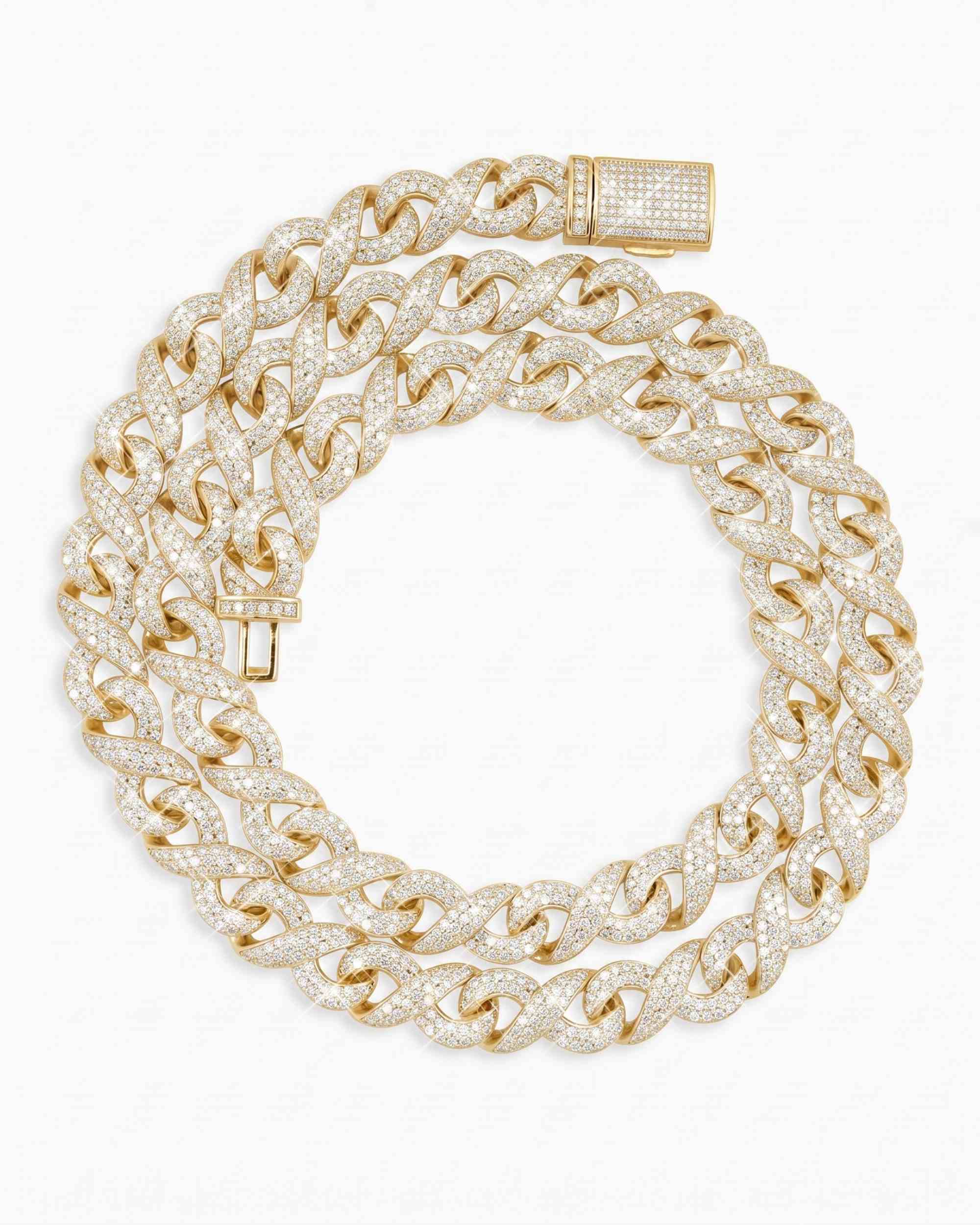 10MM Moissanite Infinity Link Chain 14K Gold (view 23 of 24)