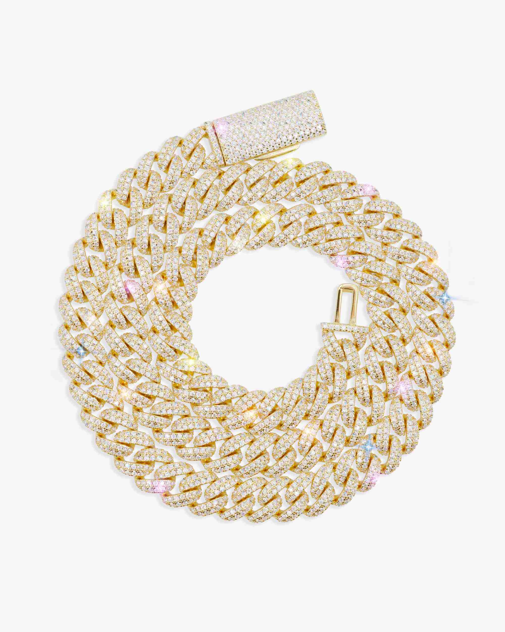 10MM Moissanite Prong Miami Cuban Link Chain 14K Gold (view 10 of 12)