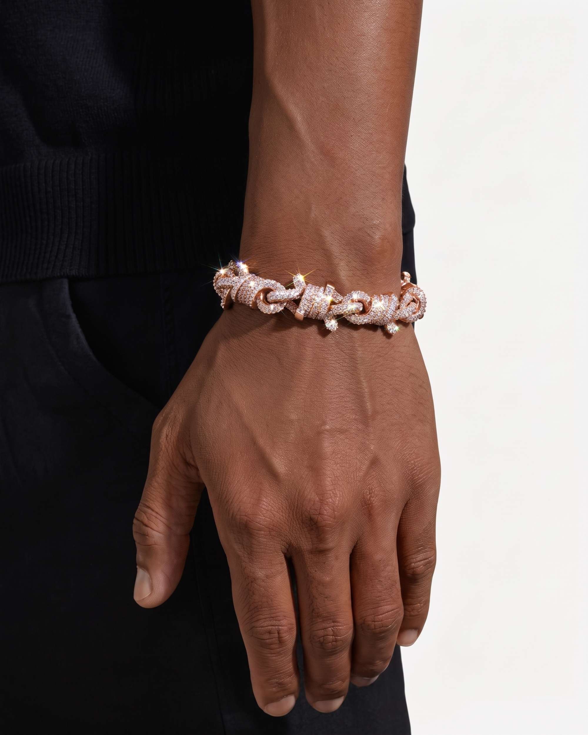 10MM Moissanite Spiked Infinity Link Bracelet 14K Gold (view 7 of 15)