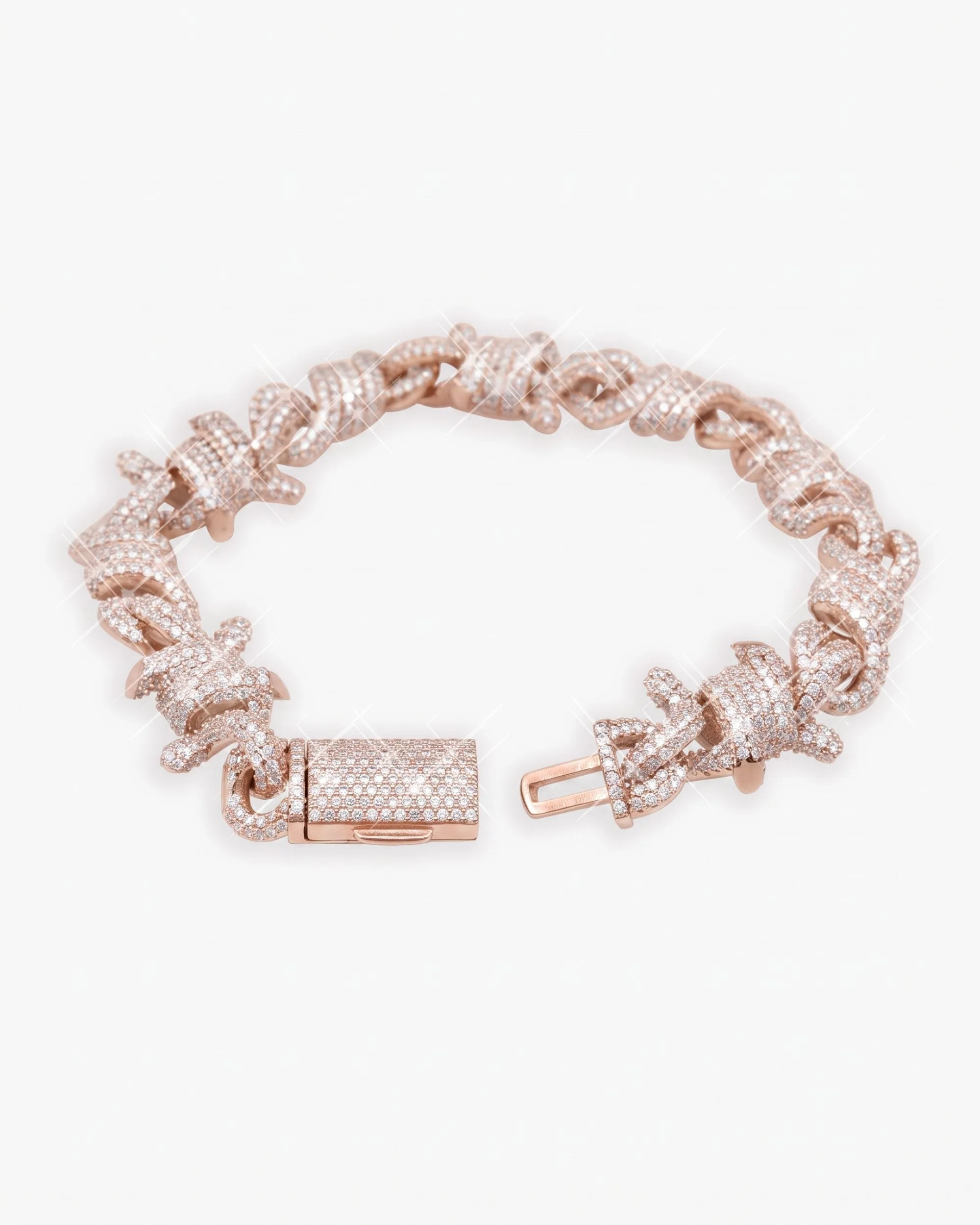 10MM Moissanite Spiked Infinity Link Bracelet 14K Gold (view 9 of 15)