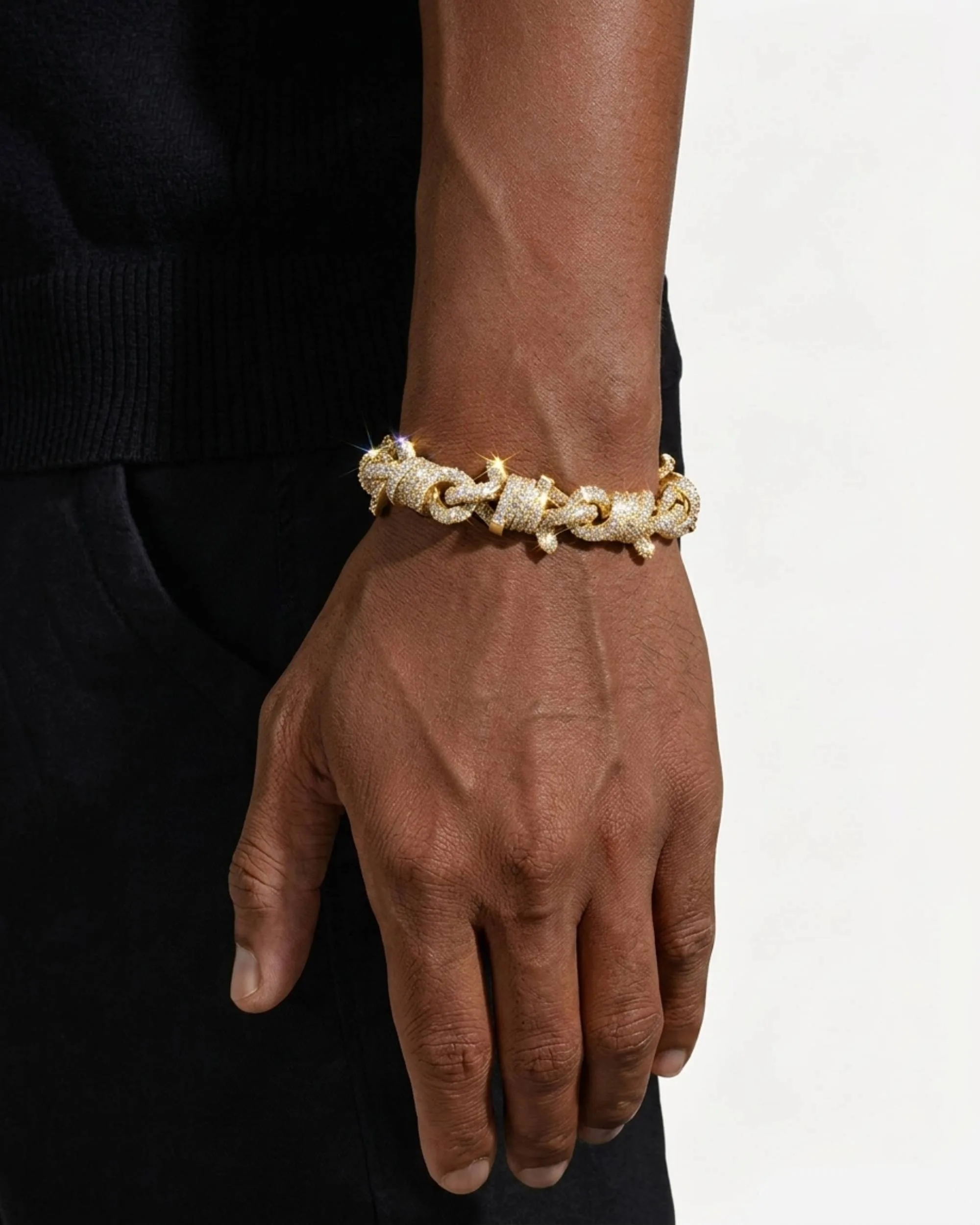 10MM Moissanite Spiked Infinity Link Bracelet 14K Gold (view 12 of 15)