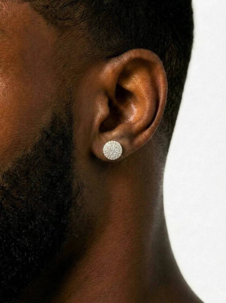 10MM Signet Moissanite Earrings 14K Gold (view 4 of 7)