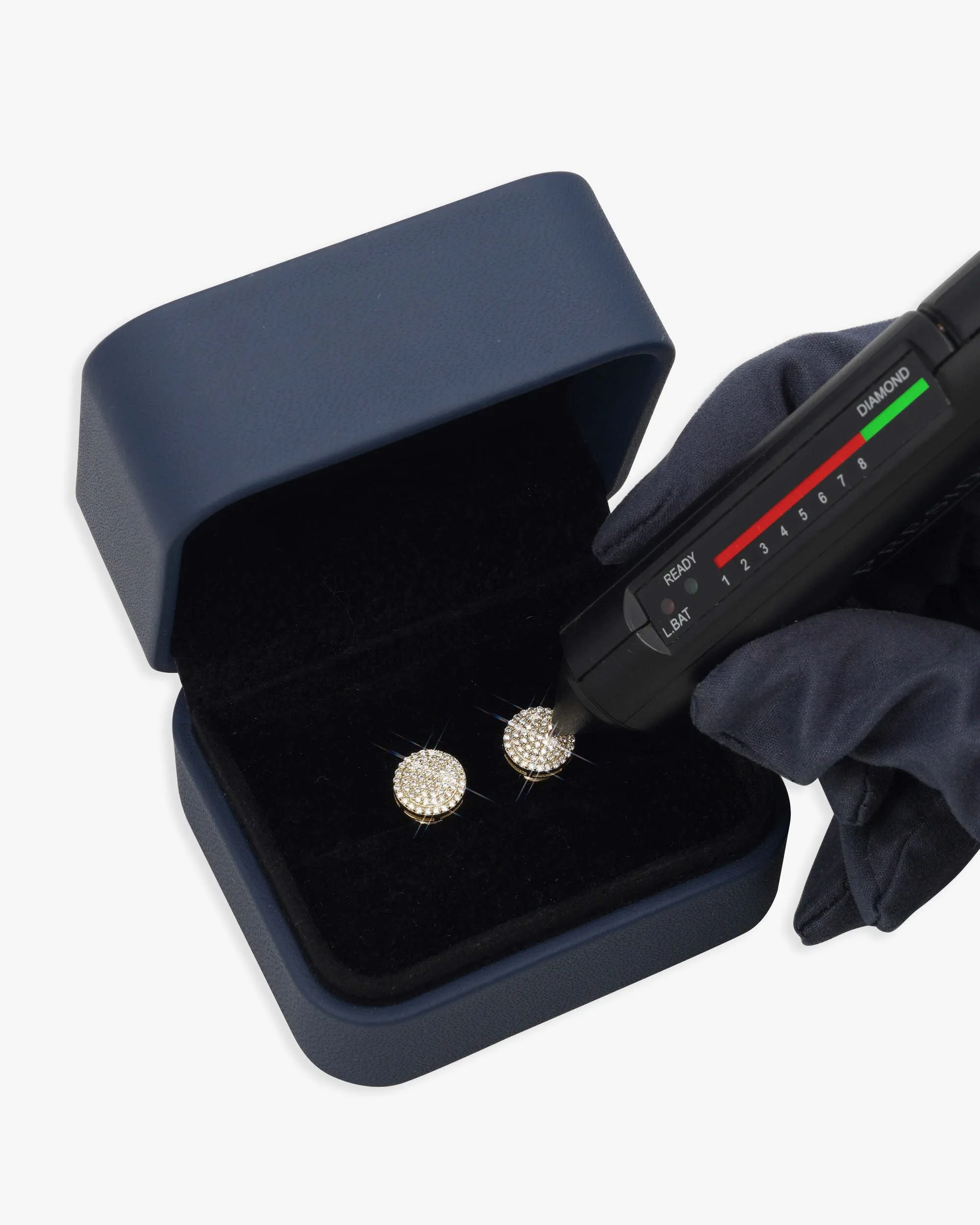 10MM Signet Moissanite Earrings 14K Gold (view 6 of 7)