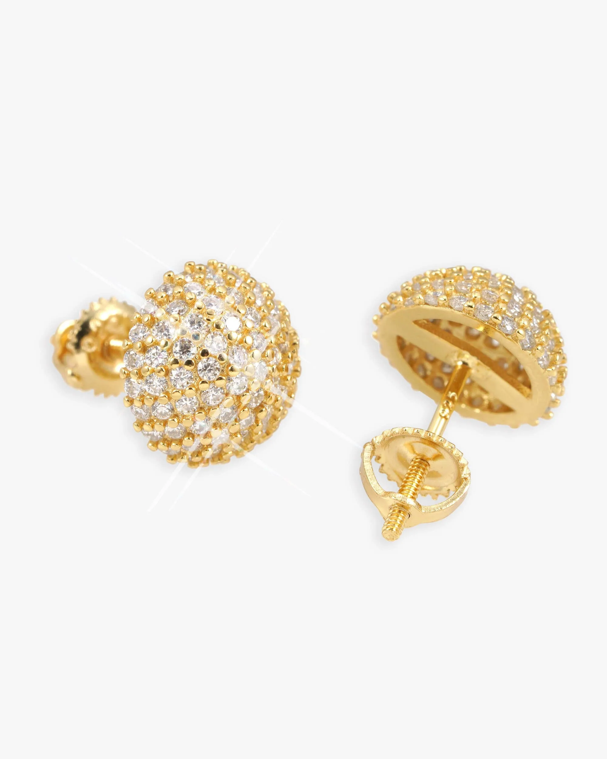 10MM Snowball Moissanite Earrings 14K Gold (view 2 of 9)