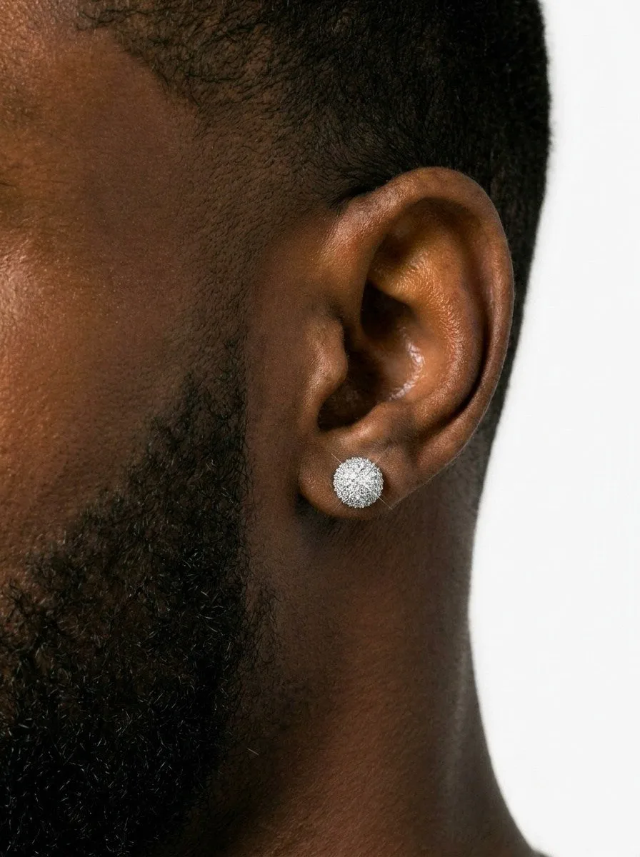 10MM Snowball Moissanite Earrings 14K Gold (view 3 of 9)