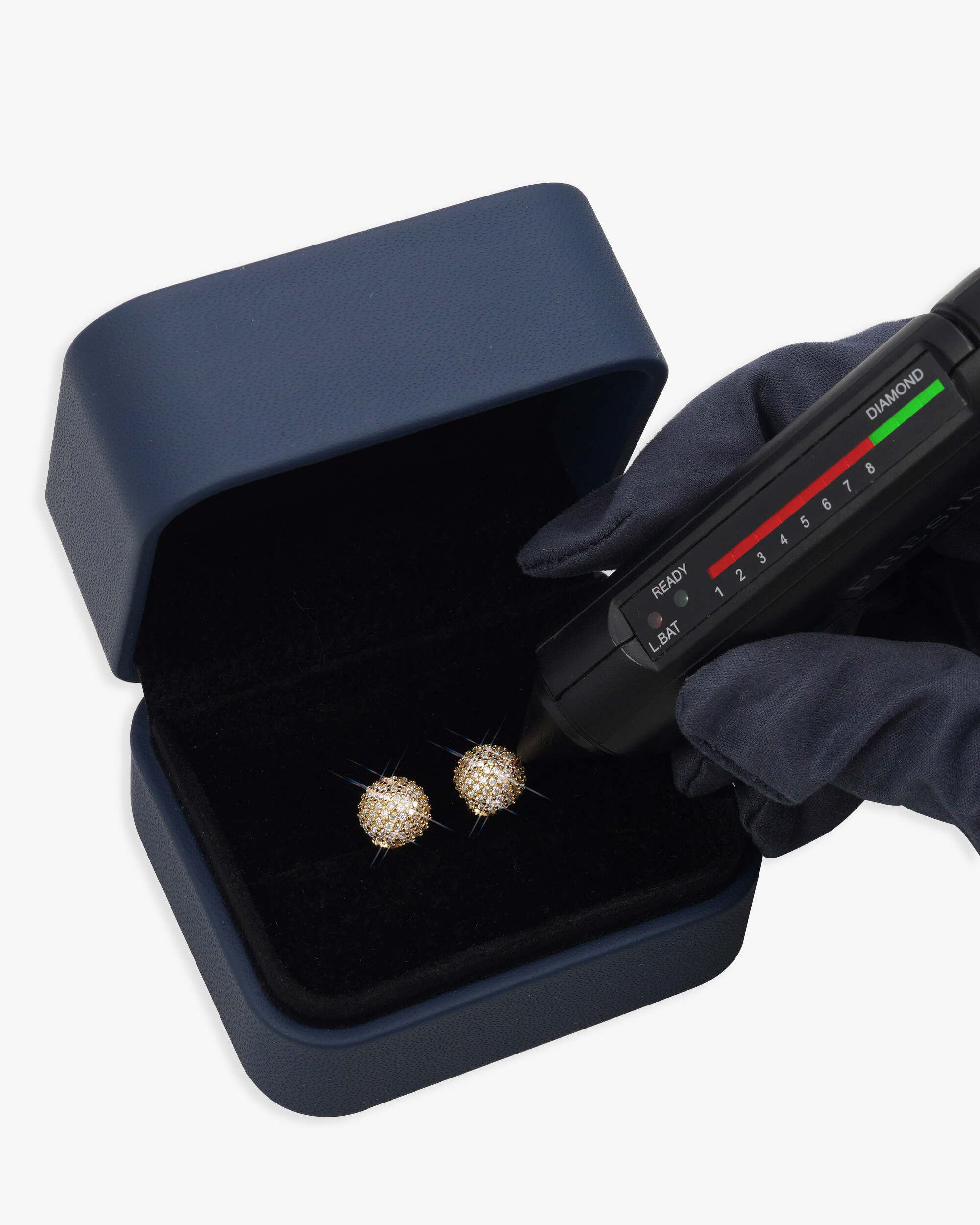 10MM Snowball Moissanite Earrings 14K Gold (view 6 of 9)