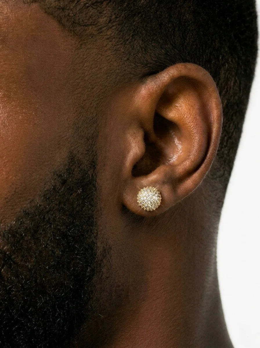 10MM Snowball Moissanite Earrings 14K Gold (view 9 of 9)