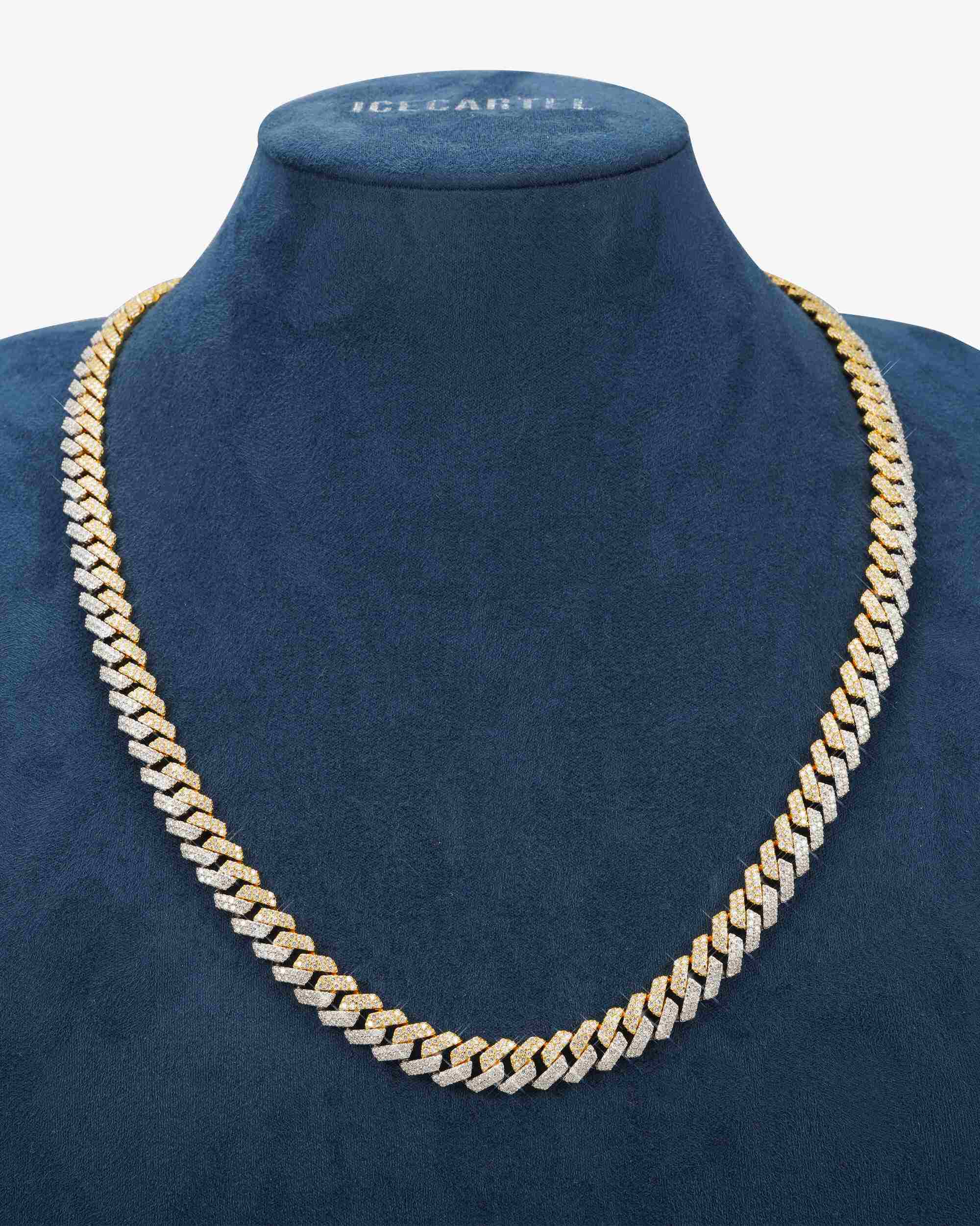 10MM Split Two Tone Moissanite Cuban Link Chain 14K Gold (view 3 of 14)