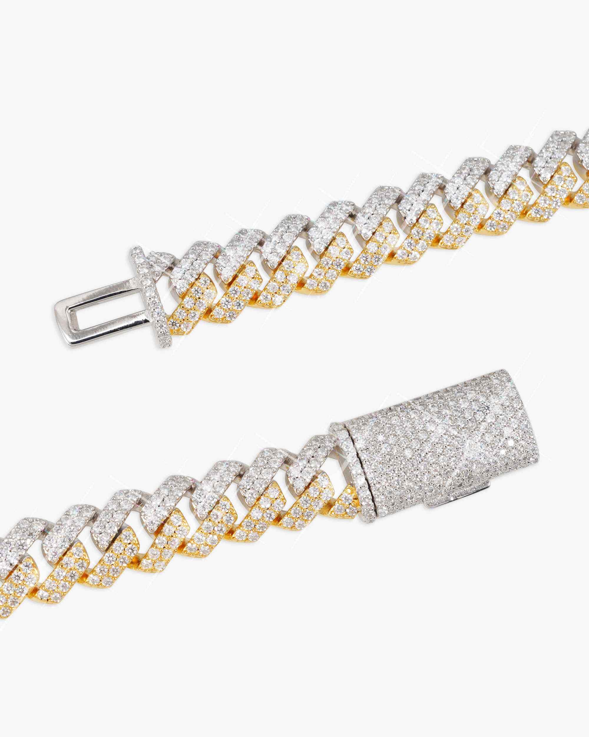 10MM Split Two Tone Moissanite Cuban Link Chain 14K Gold (view 4 of 14)