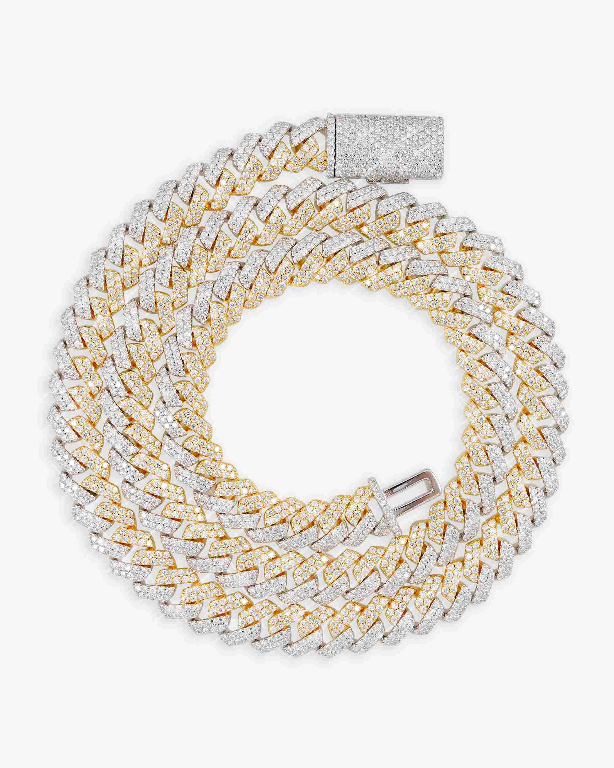 10MM Split Two Tone Moissanite Cuban Link Chain 14K Gold (view 5 of 14)
