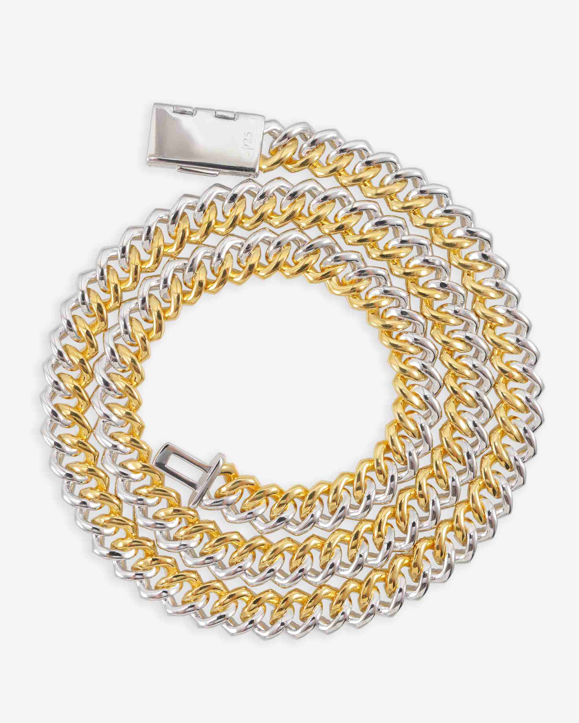 10MM Split Two Tone Moissanite Cuban Link Chain 14K Gold (view 6 of 14)