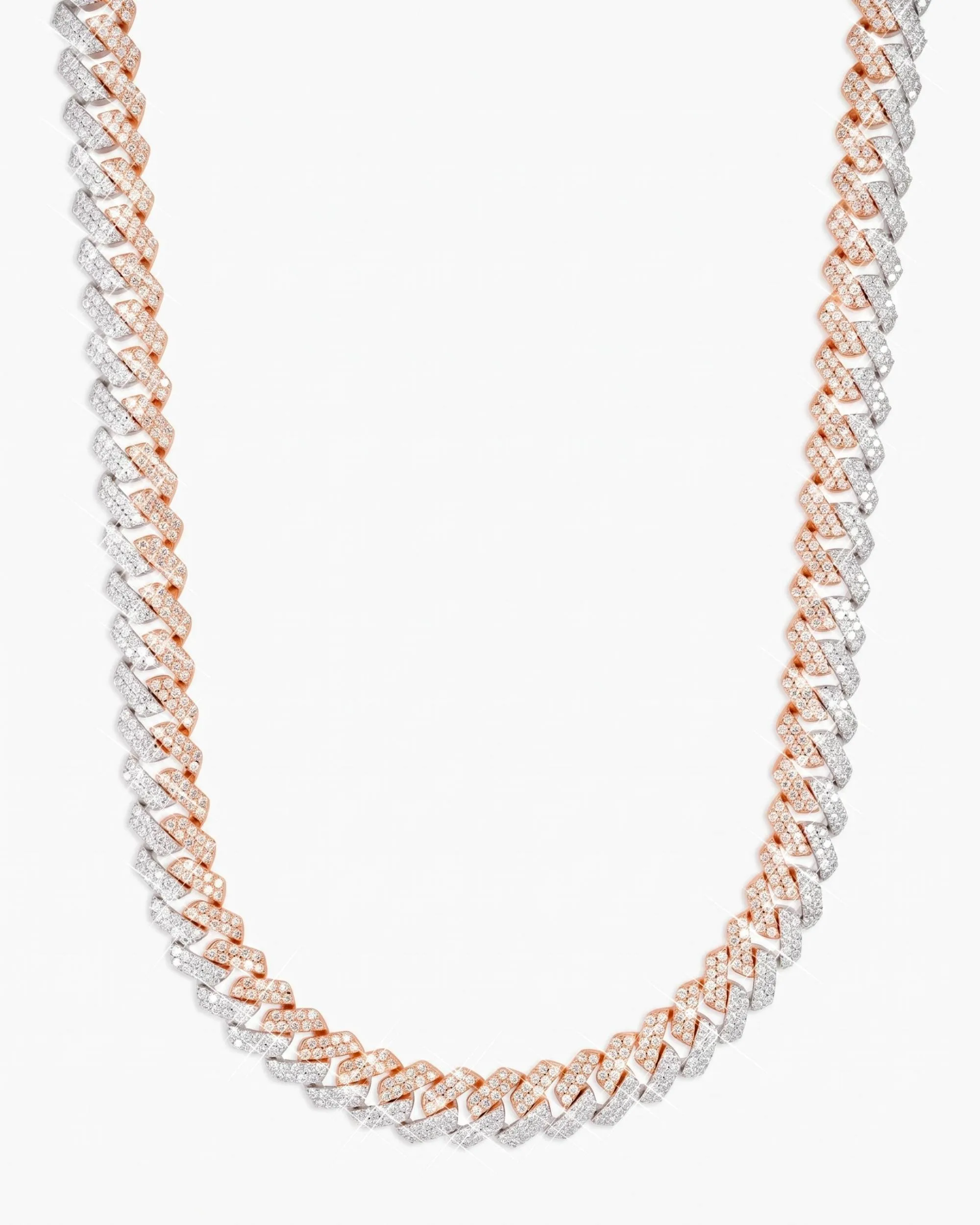 10MM Split Two Tone Moissanite Cuban Link Chain 14K Gold (view 8 of 14)