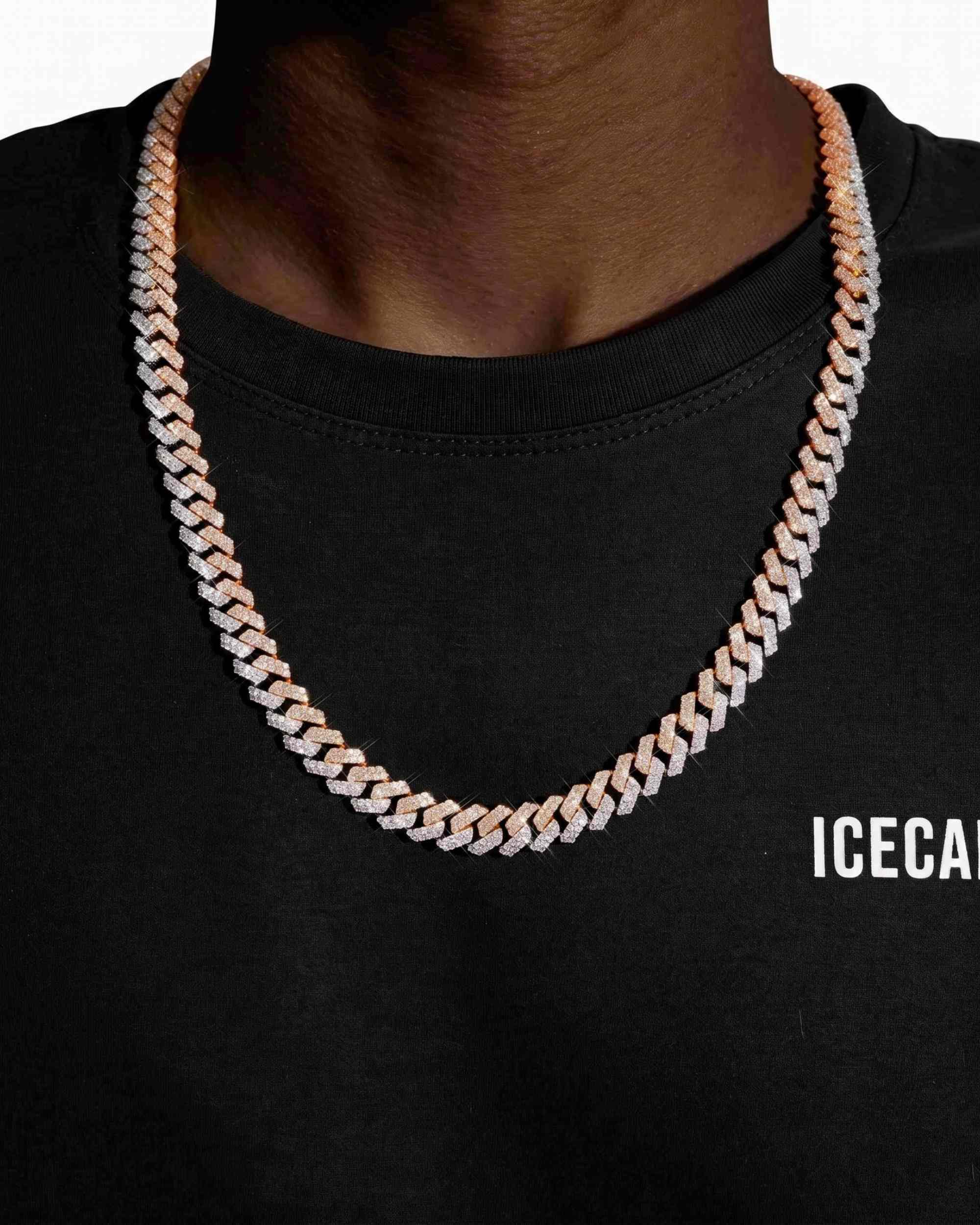 10MM Split Two Tone Moissanite Cuban Link Chain 14K Gold (view 9 of 14)