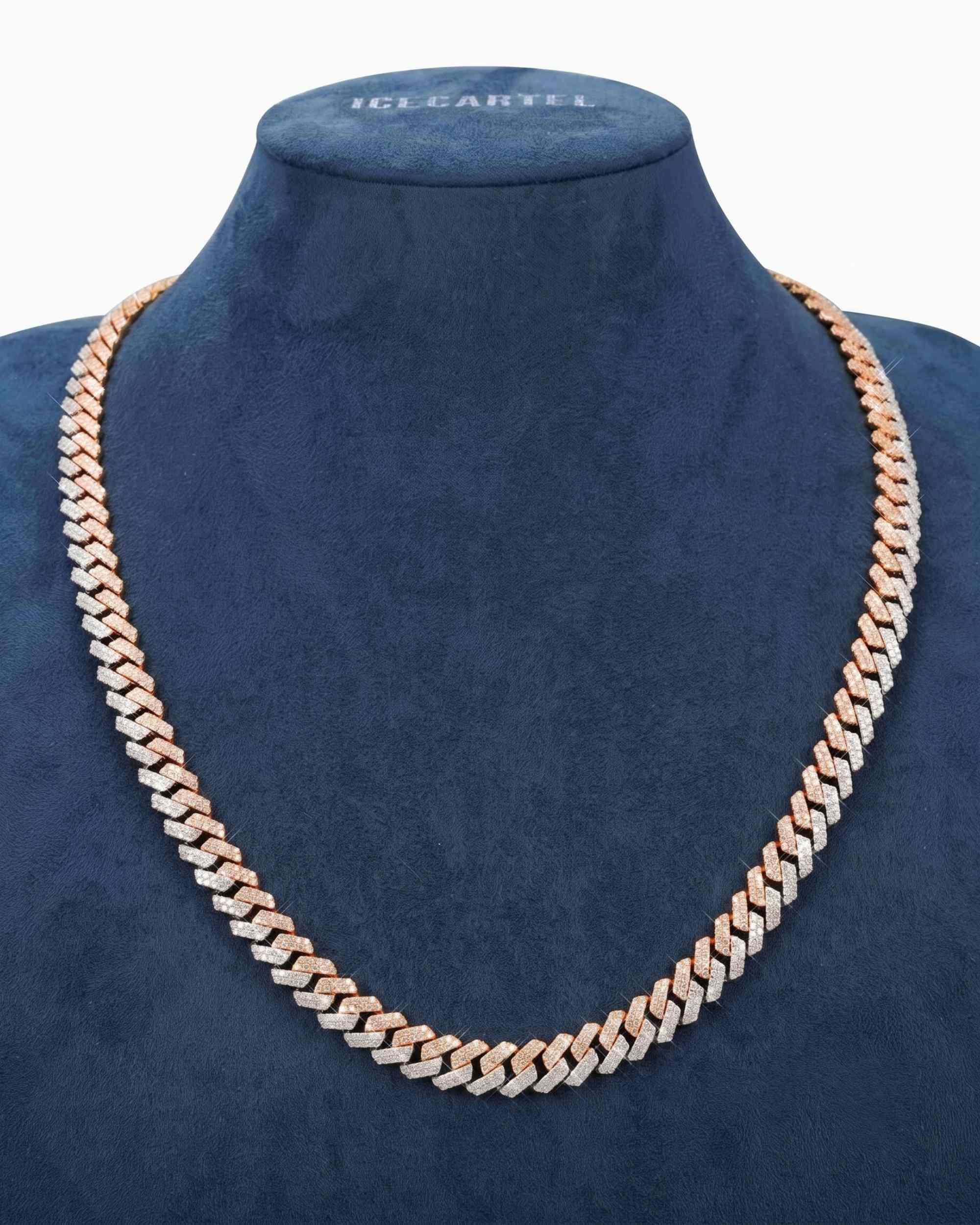 10MM Split Two Tone Moissanite Cuban Link Chain 14K Gold (view 10 of 14)