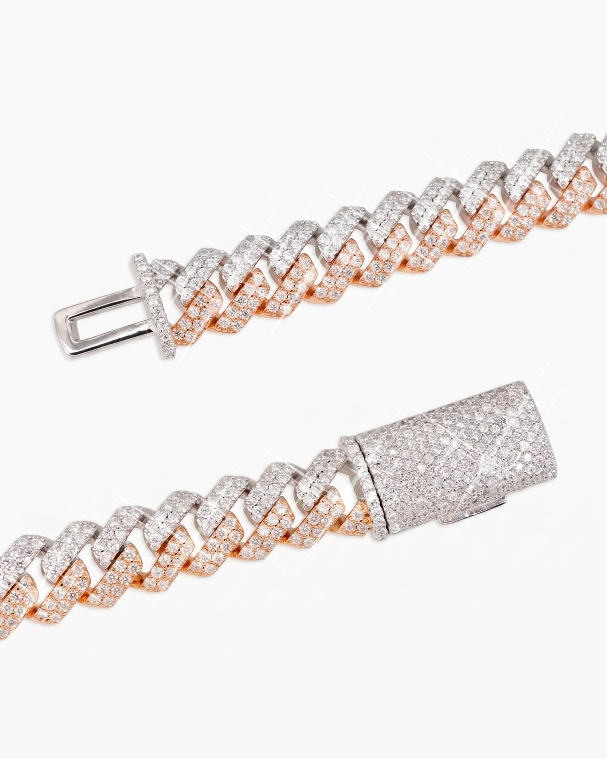 10MM Split Two Tone Moissanite Cuban Link Chain 14K Gold (view 11 of 14)