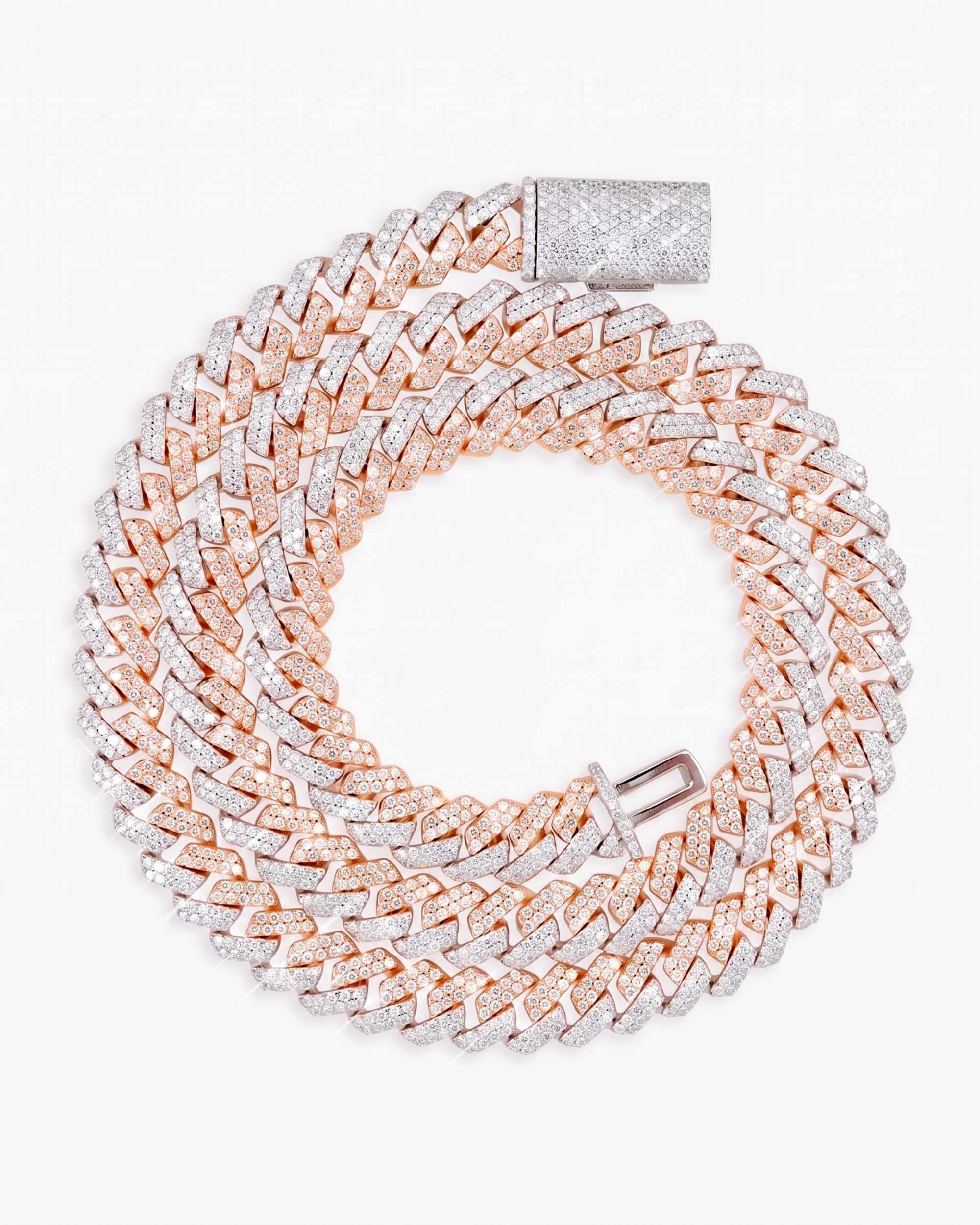 10MM Split Two Tone Moissanite Cuban Link Chain 14K Gold (view 12 of 14)