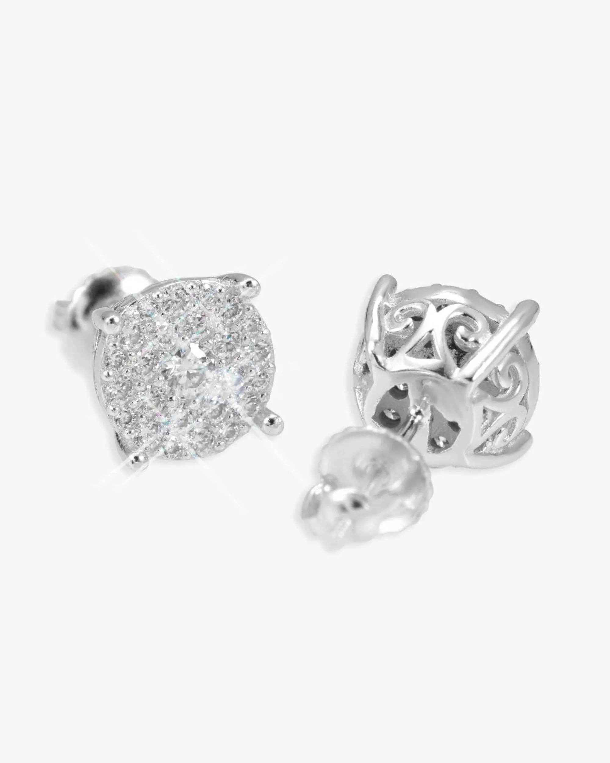 10MM Iced Out VVS Halo Stud Earrings 14K Gold