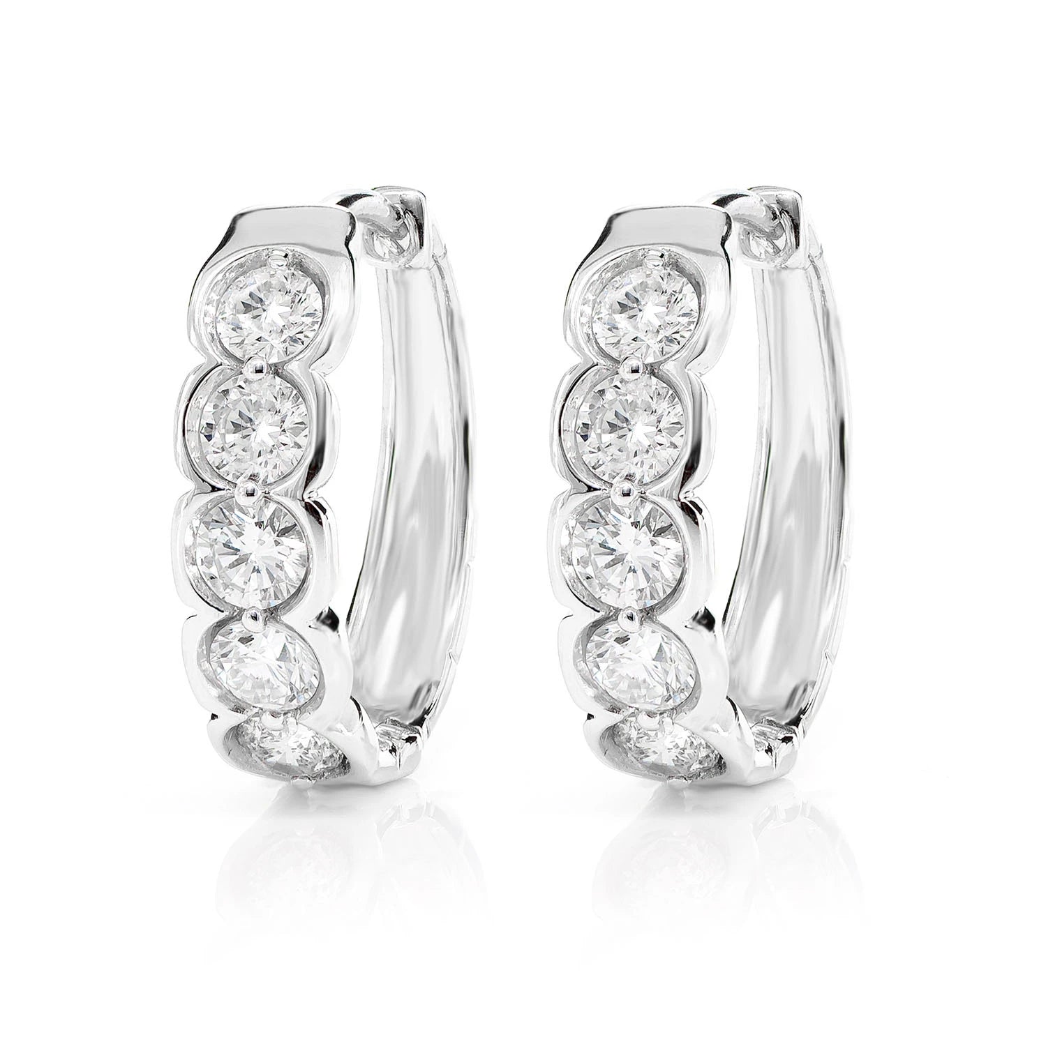 10pt Diamond Bezel Hoop Earrings - in yellow gold (view 3 of 6)