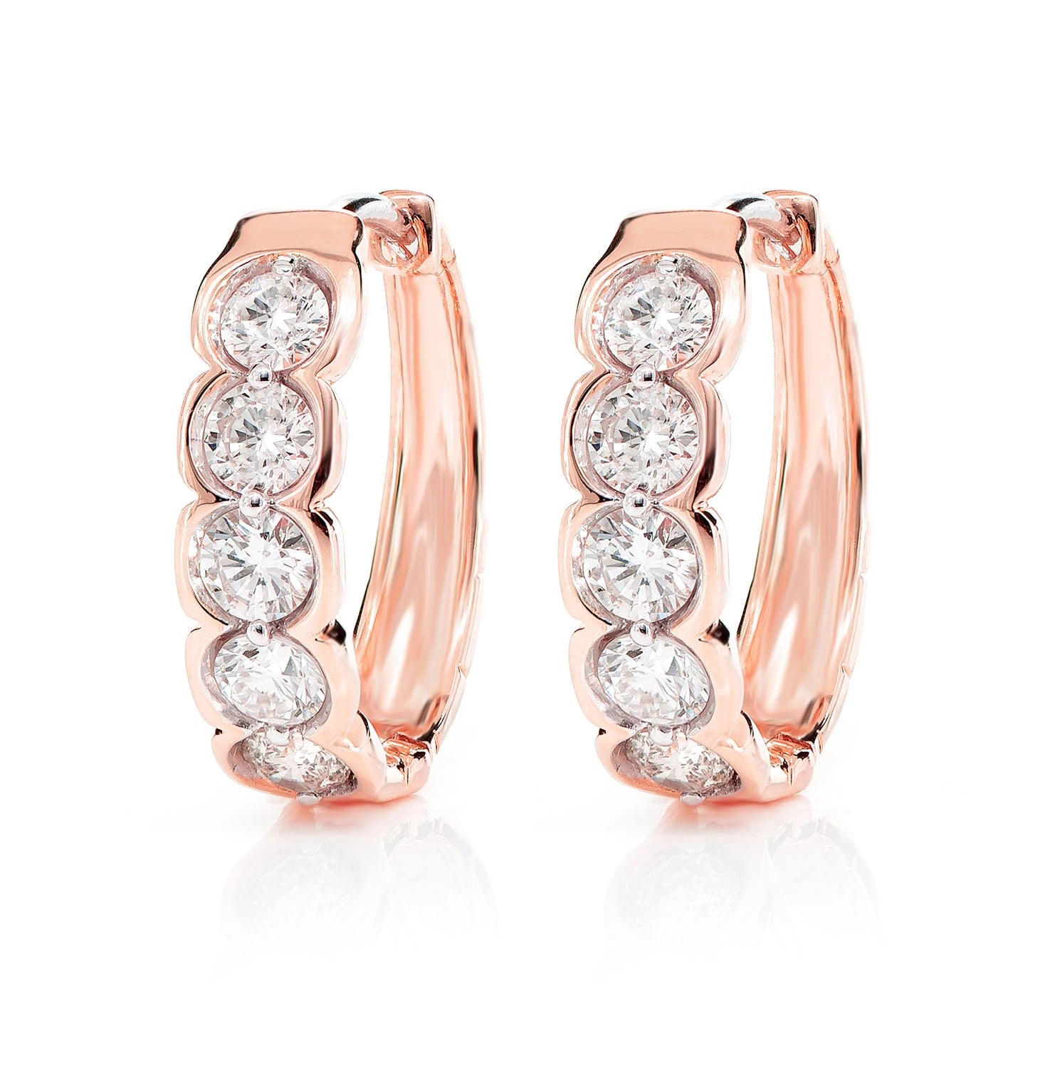 10pt Diamond Bezel Hoop Earrings - in yellow gold (view 5 of 6)