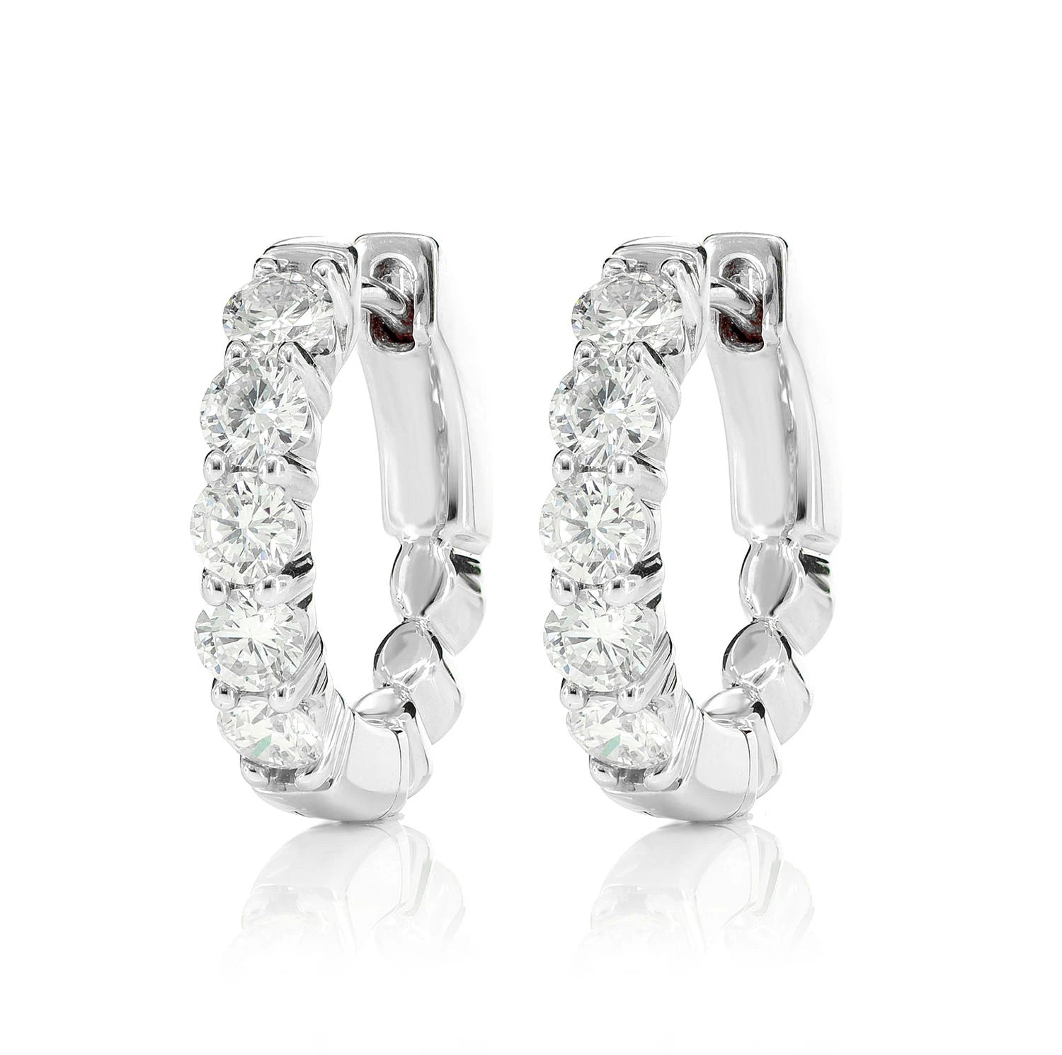 10pt Diamond Hoop Earrings 1.00ctw - in yellow gold (view 3 of 6)