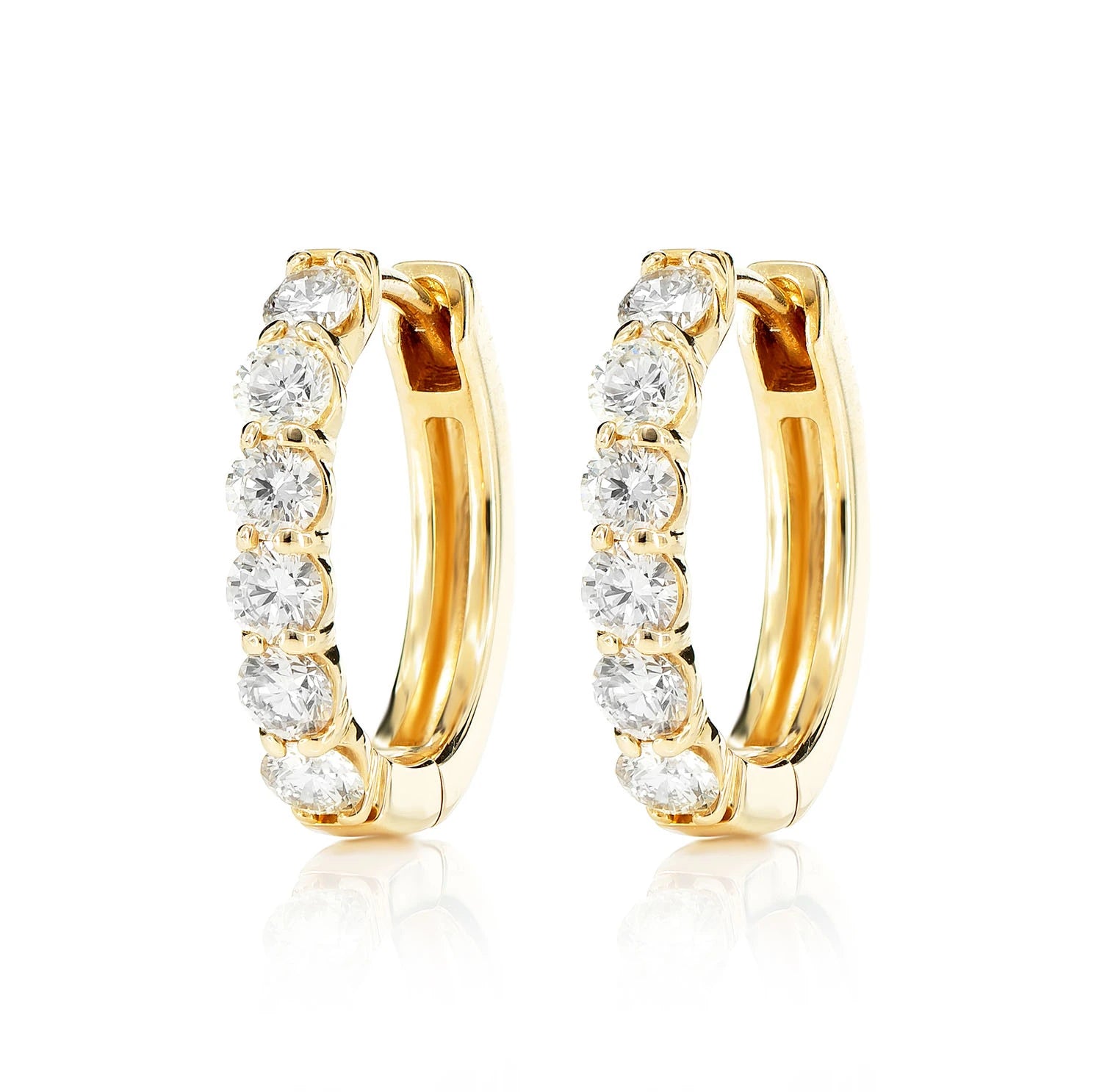 10pt Diamond Hoop Earrings - in yellow gold