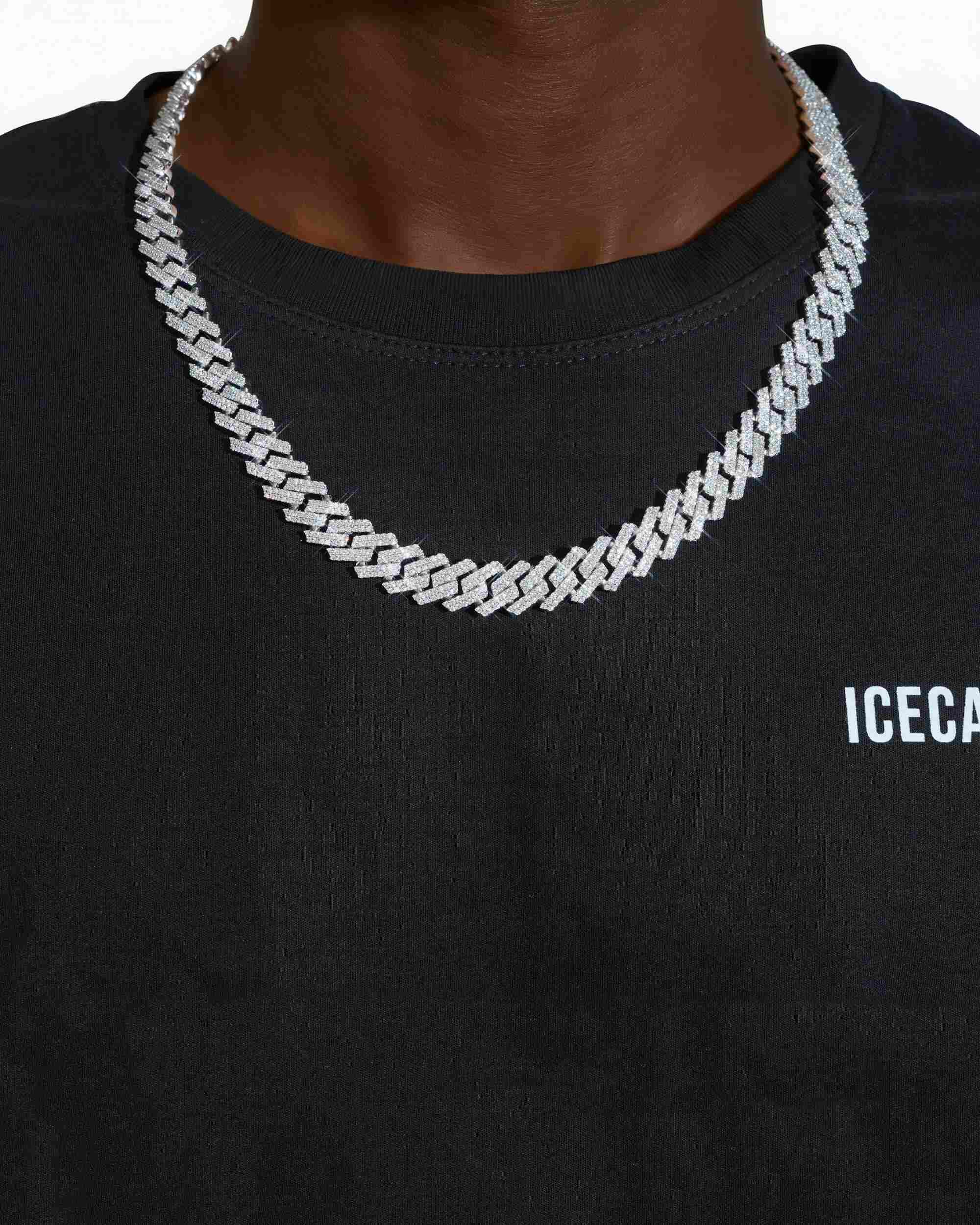 2-Row 12MM Moissanite Prong Cuban Link Chain 14K Gold (view 2 of 6)