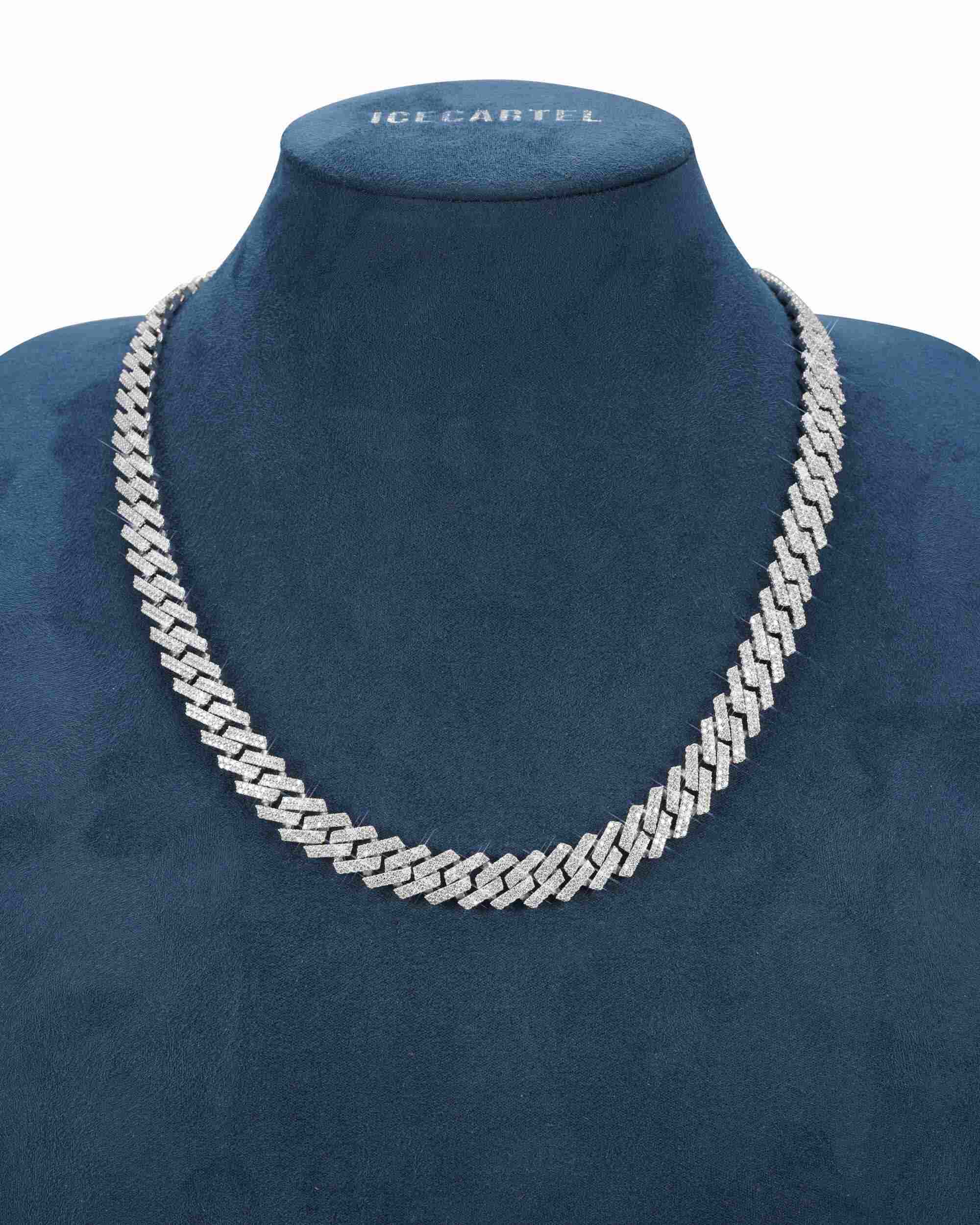 2-Row 12MM Moissanite Prong Cuban Link Chain 14K Gold (view 3 of 6)