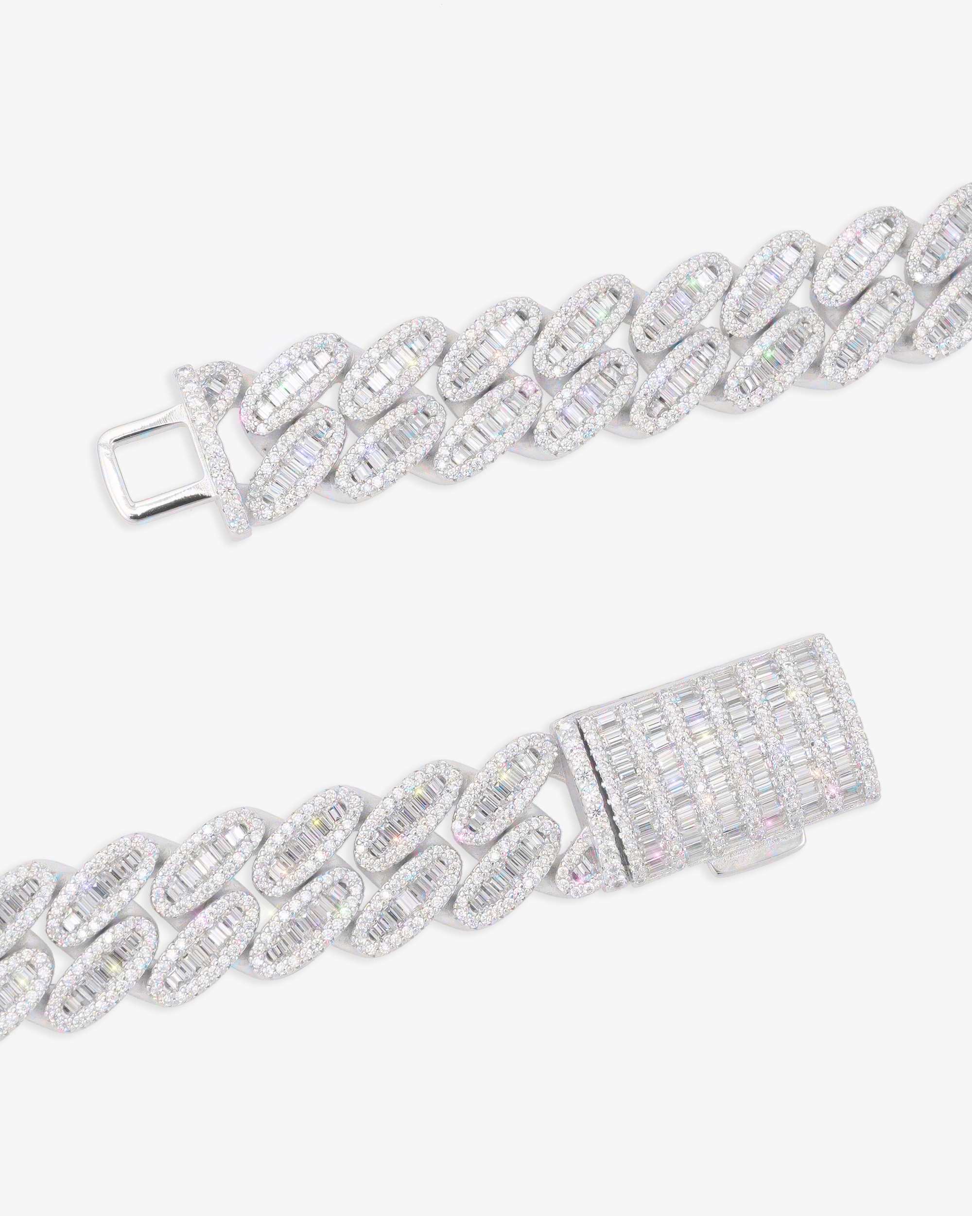 15MM Moissanite Baguette Miami Cuban Link Chain - in white gold (view 2 of 4)