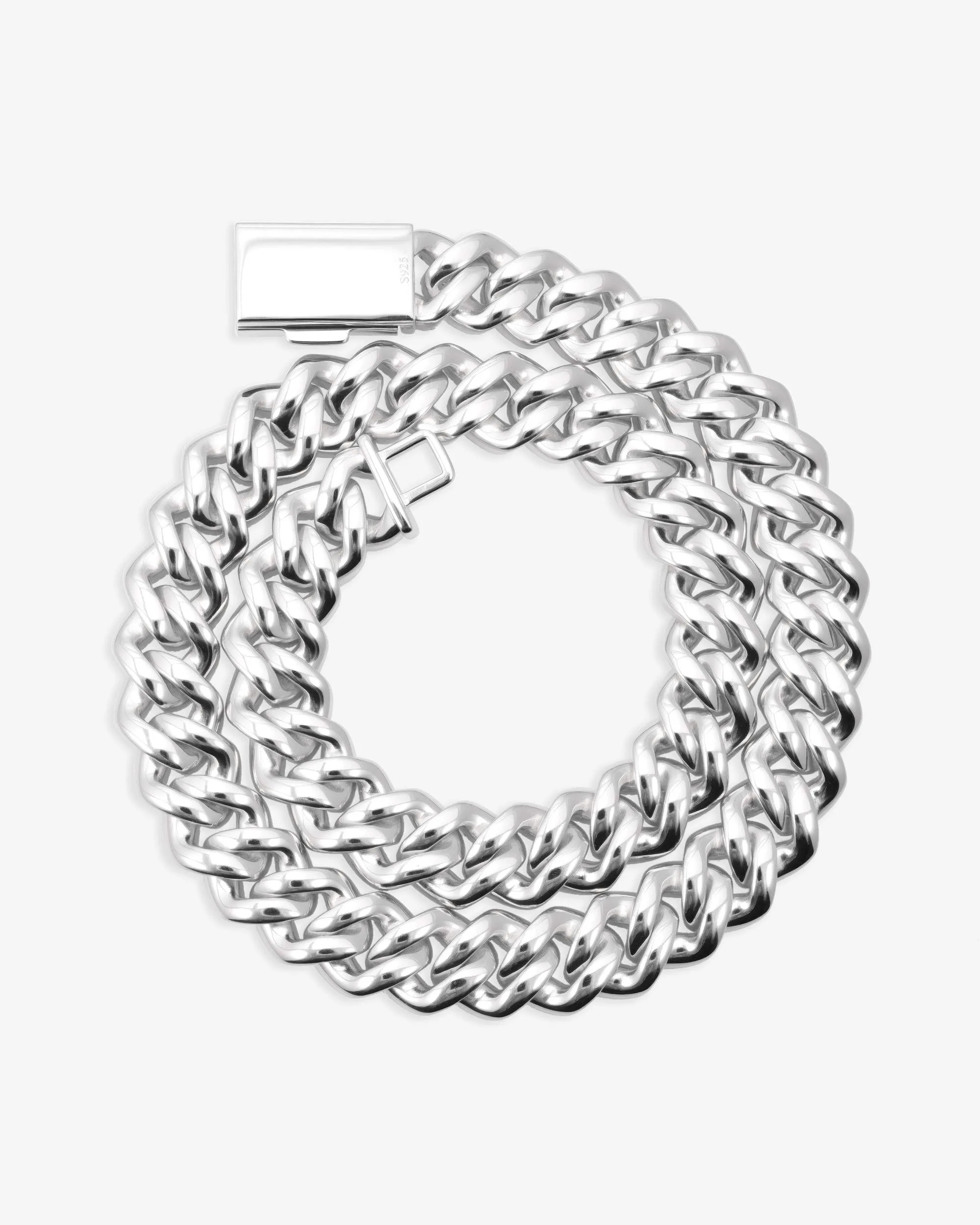 15MM Moissanite Baguette Miami Cuban Link Chain - in white gold (view 4 of 4)