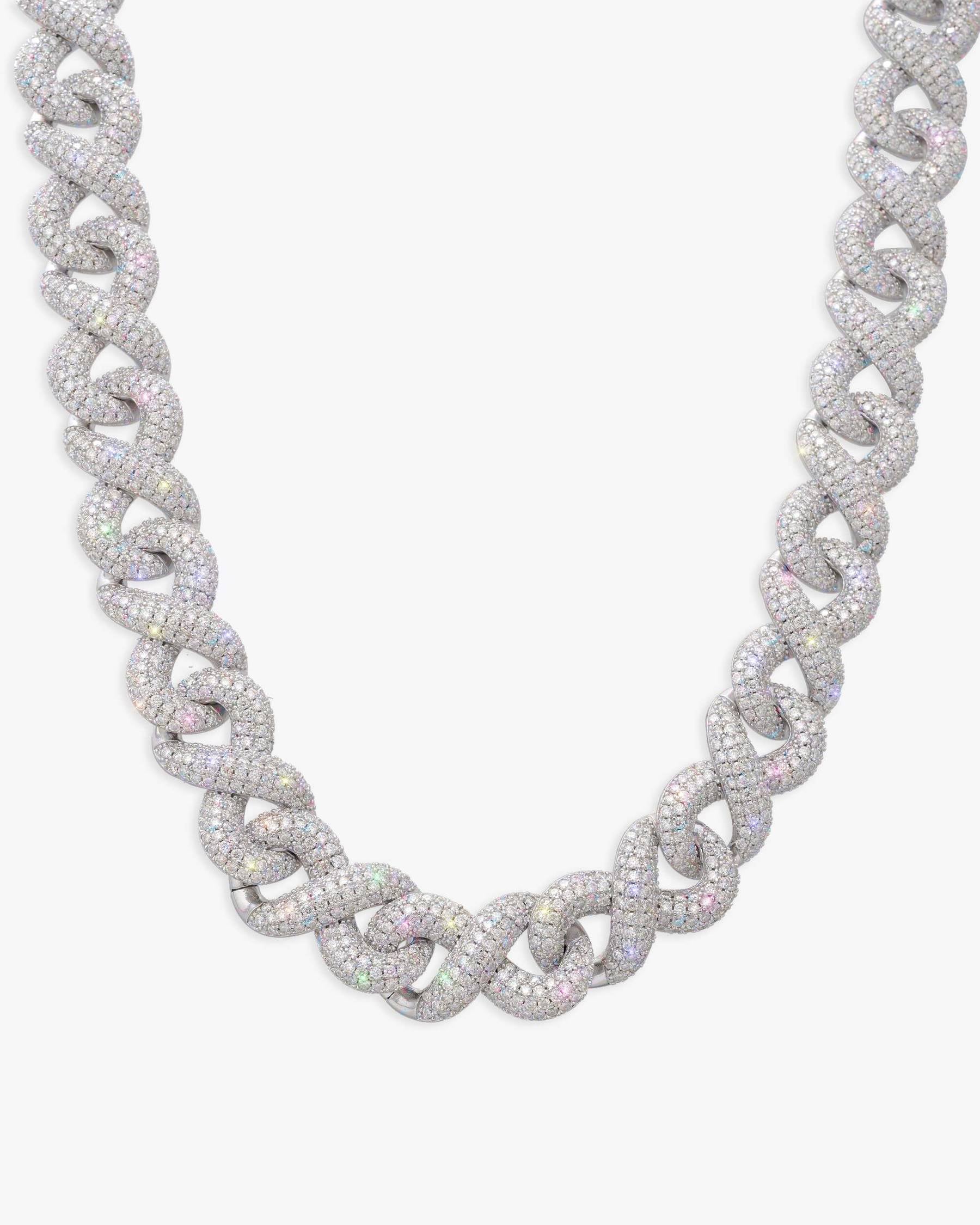 15MM Moissanite Infinity Link Chain - in white gold